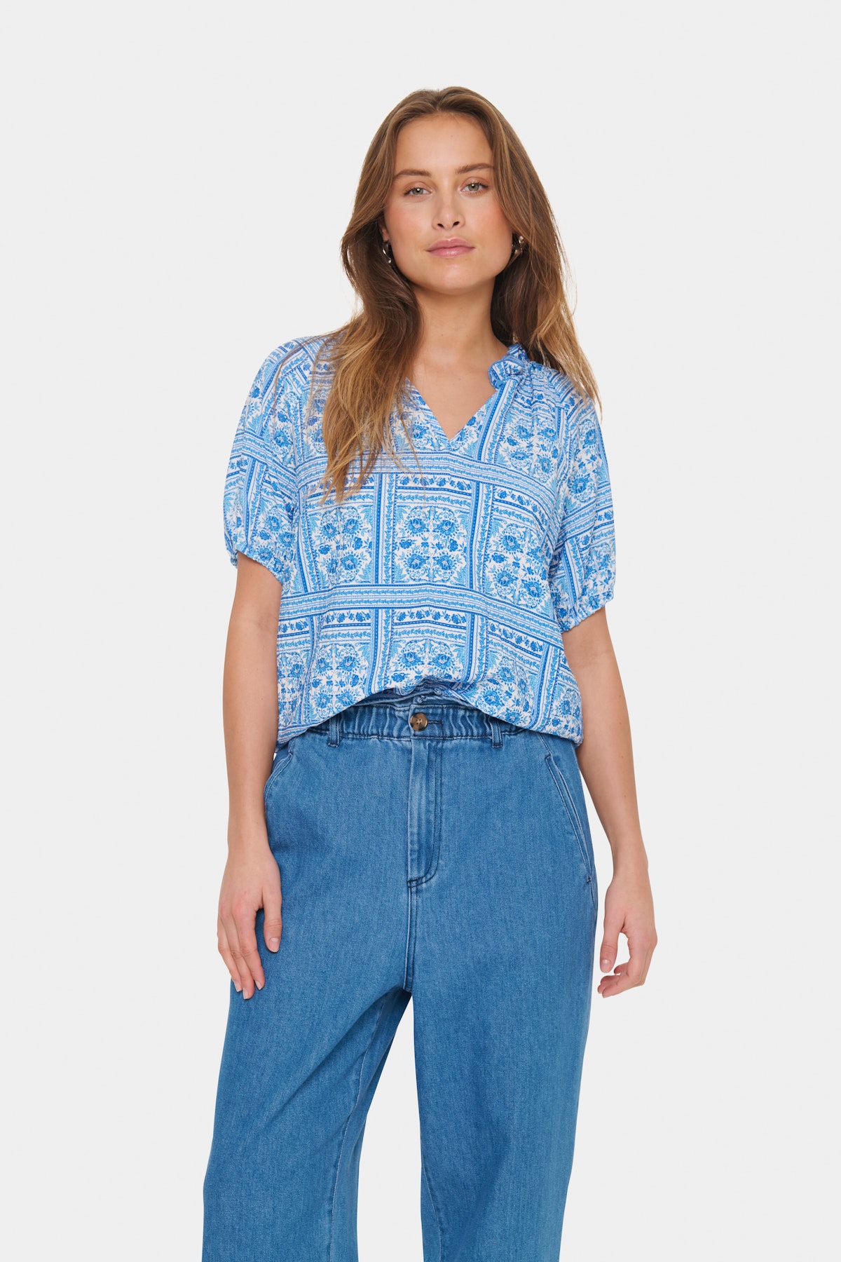 daizu　papier パピエ　denim louise blouse パピエ Denim Louise Blouse