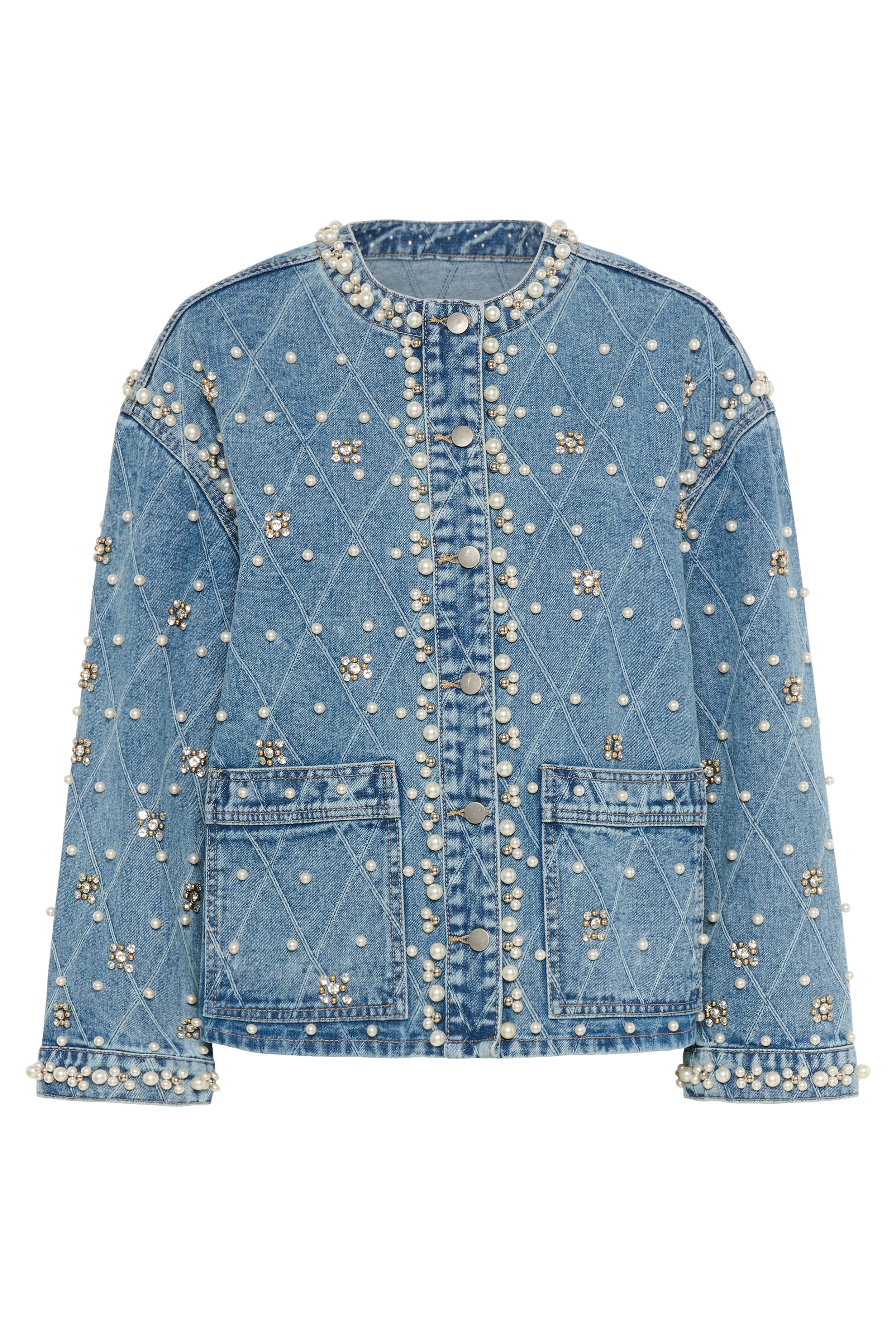 CUalys Denimjakke med perler PACK FRONT 50112279-500027