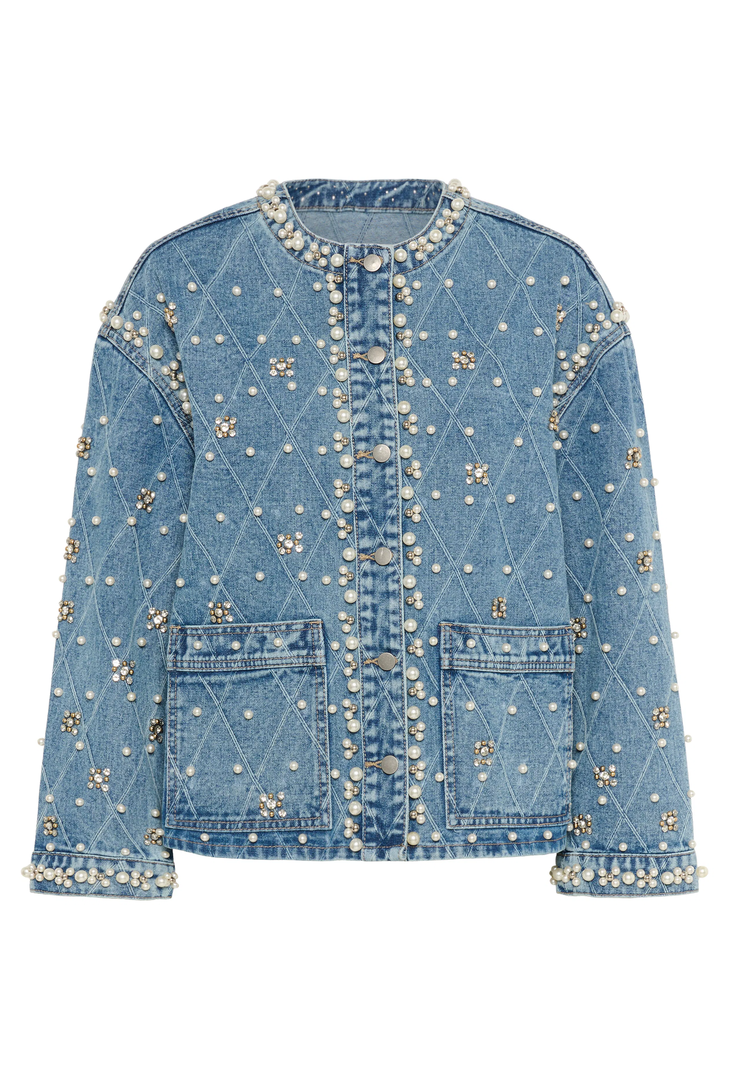 CUalys Denim jacket with pearls PACK FRONT 50112279-500027