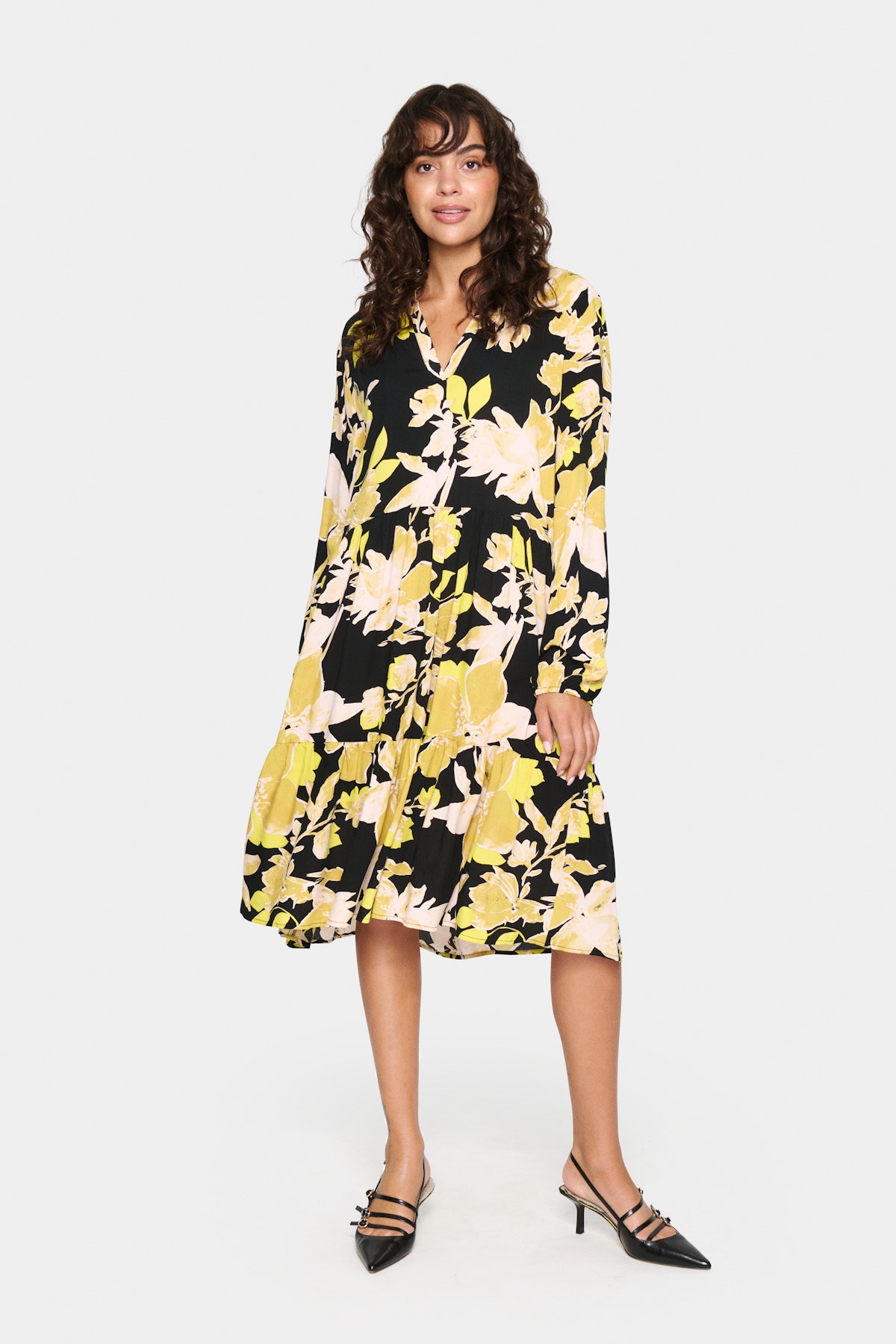 EdaSZ Dress in black burnished florals viscose
