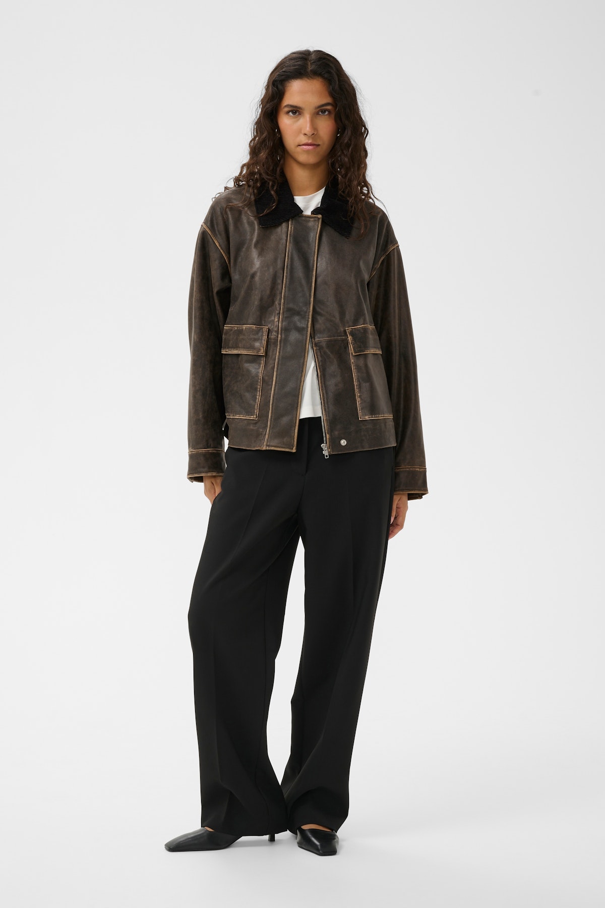 SLFiorella Leather jacket in chocolate torte colour