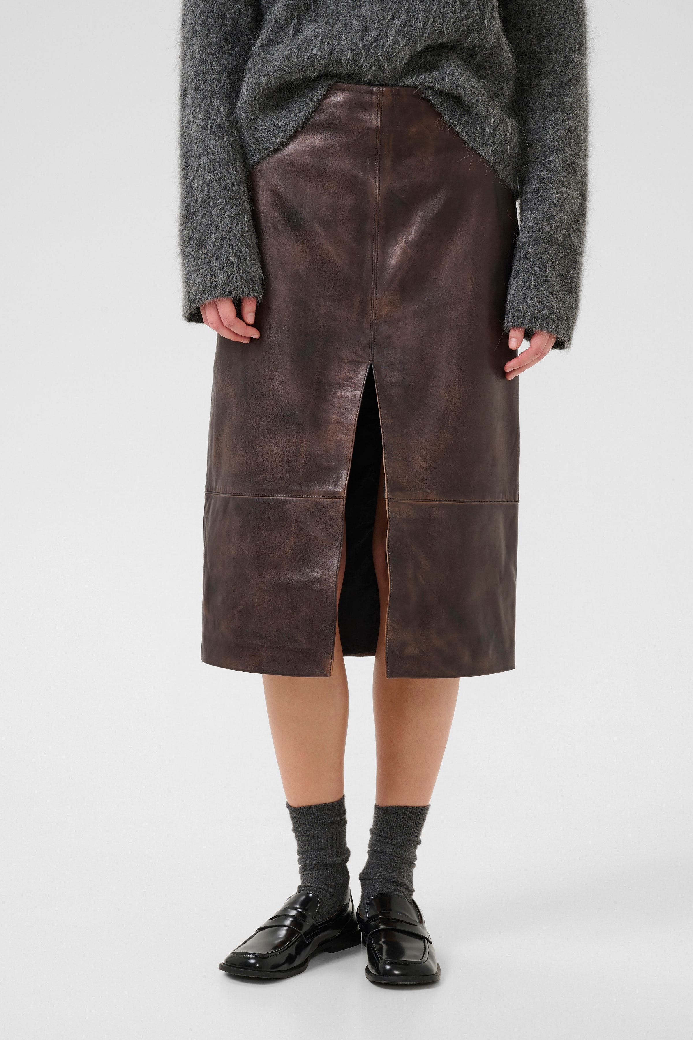 KBBrooklyn Lædernederdel LOOKBOOK FRONT 10105660-191015