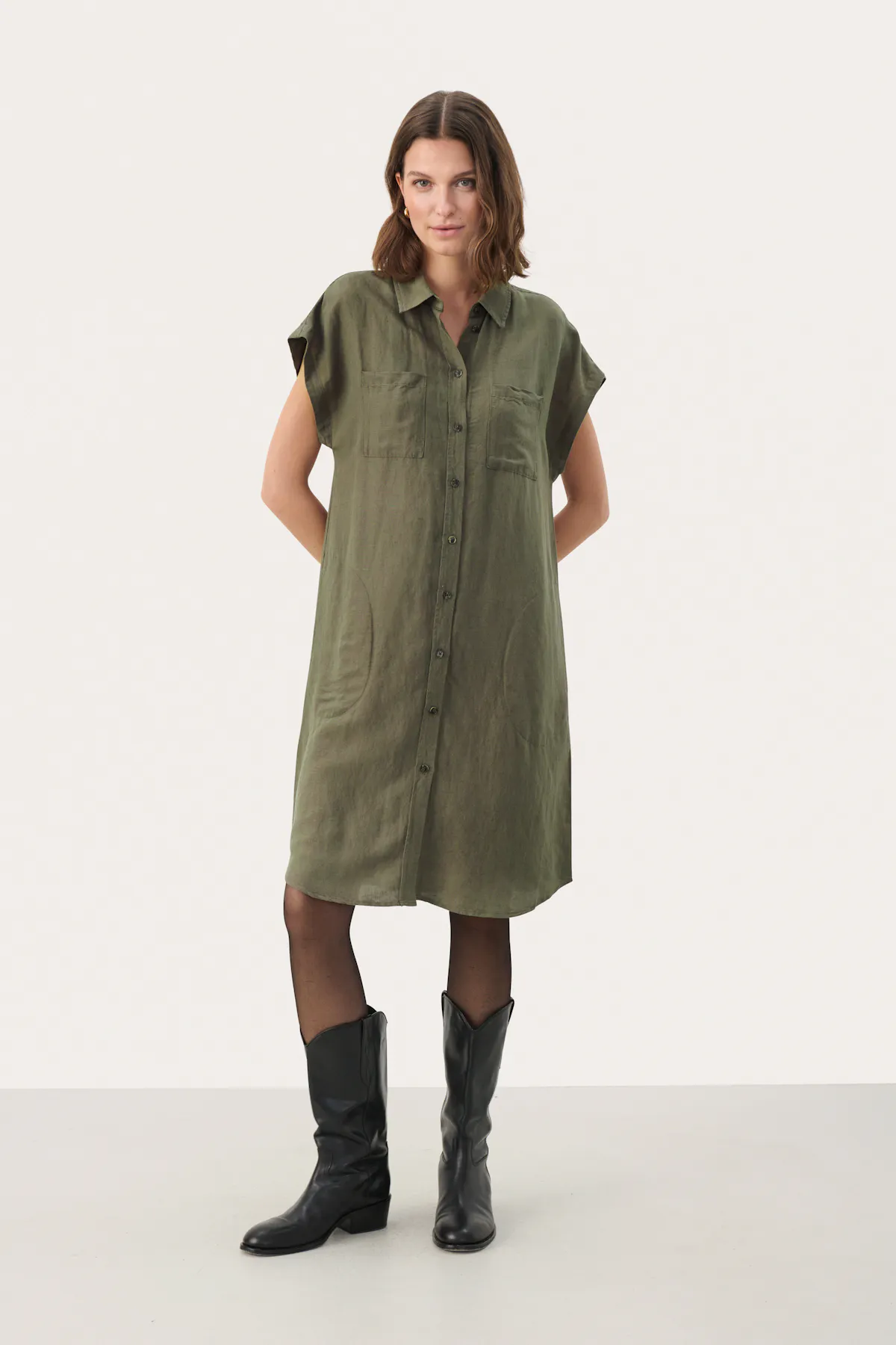 Emma L S High Neck Dress Kalamata Melange