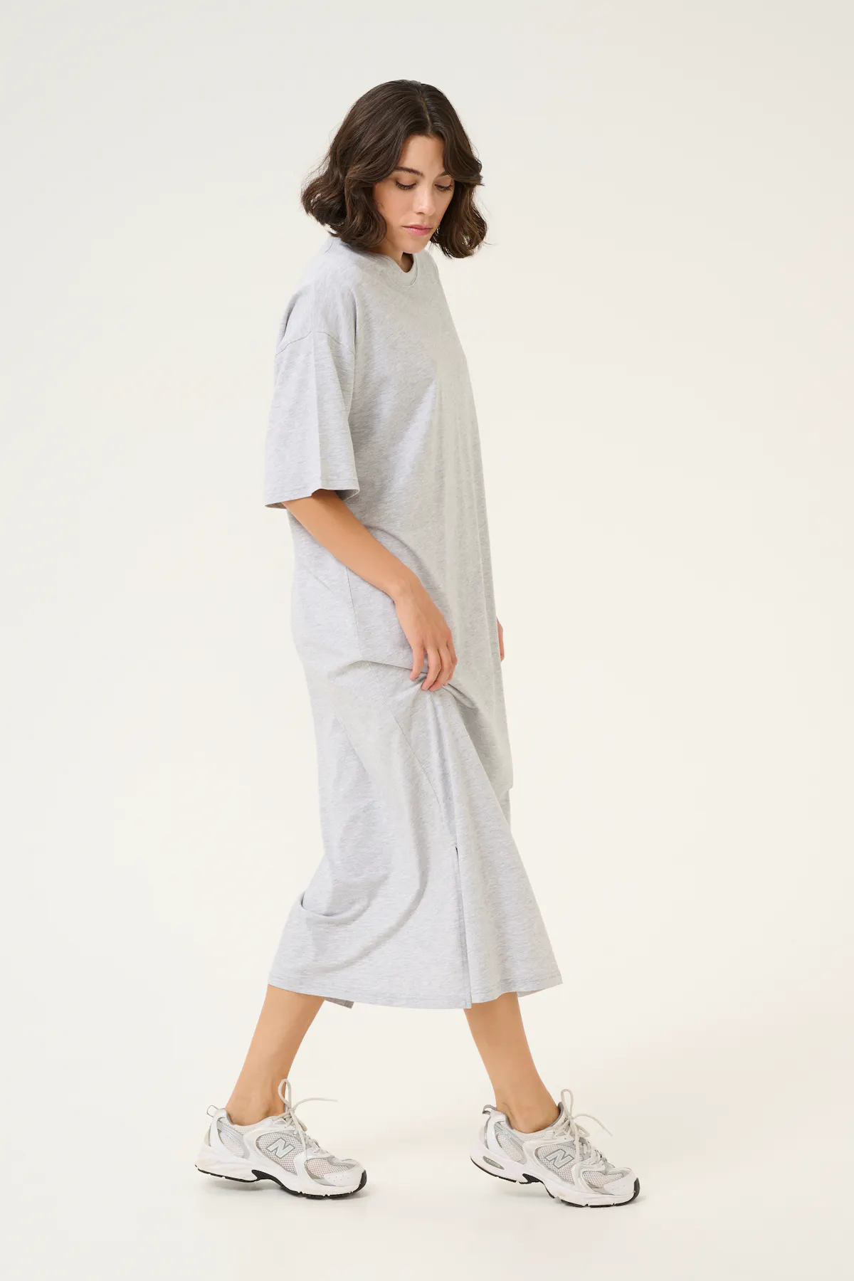 KAedna Klänning i light grey melange bomull | BON'A PARTE