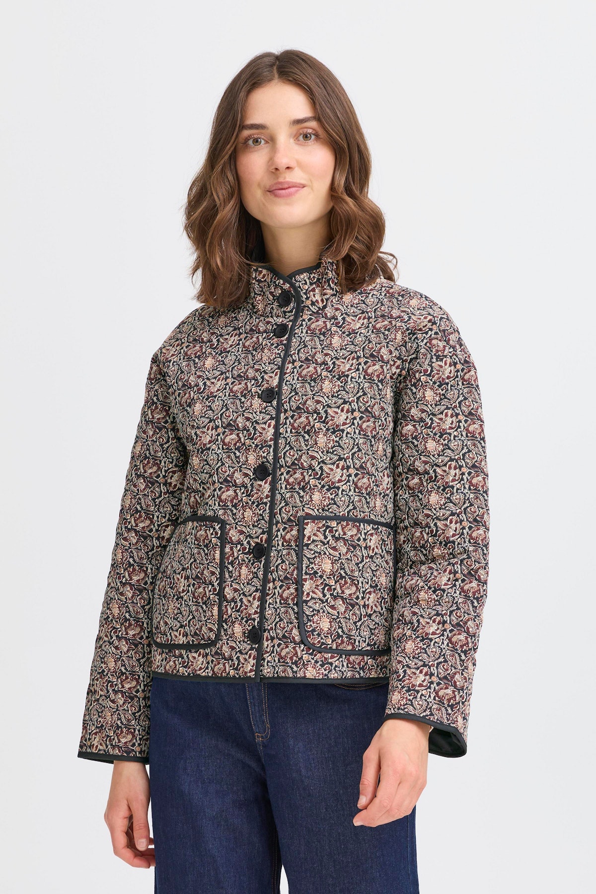 FRCLAUDINE Casual jacket in black non paisley polyester | Fransa