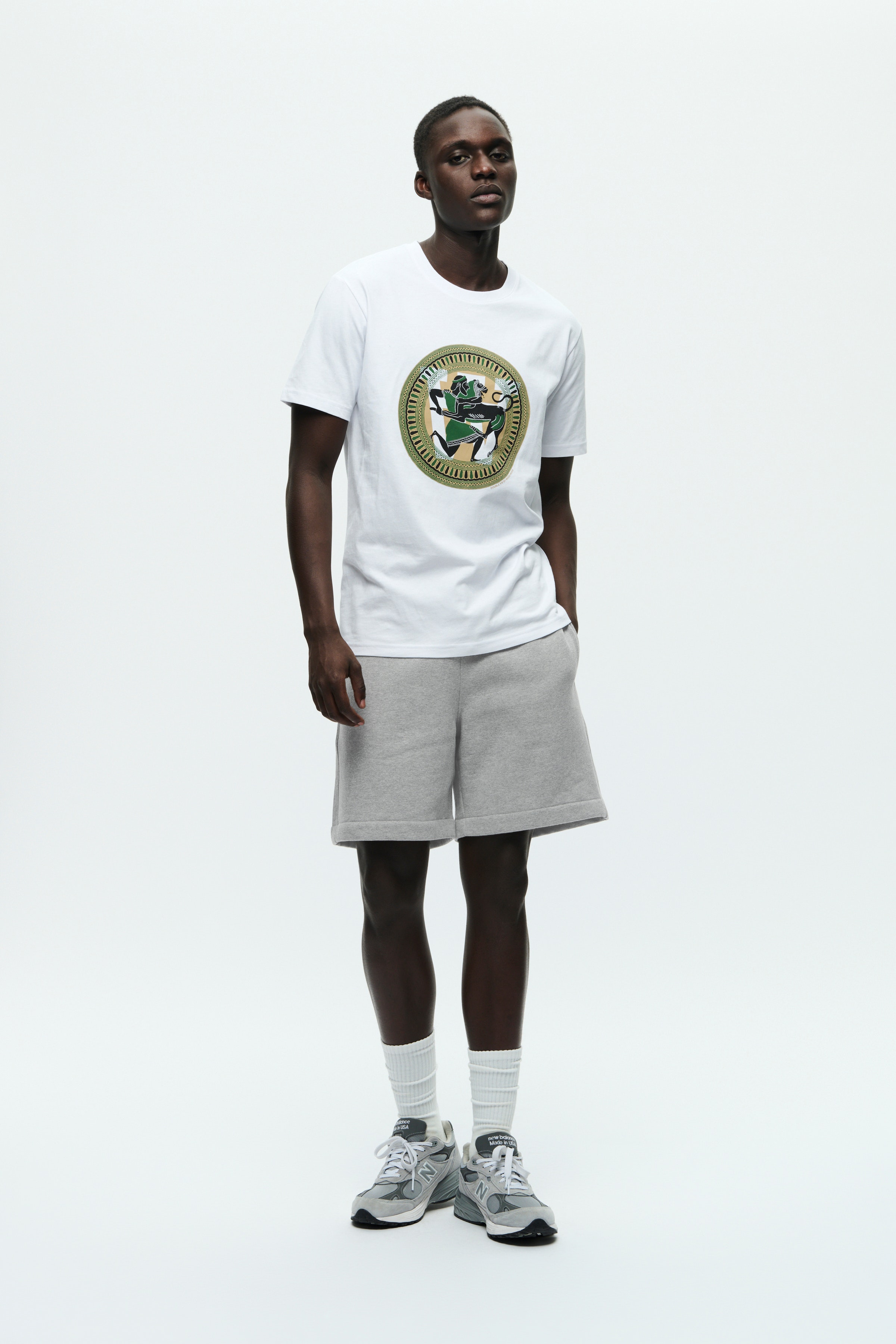 WWryker Sweat Shorts in light melange grey cotton | WoodWood
