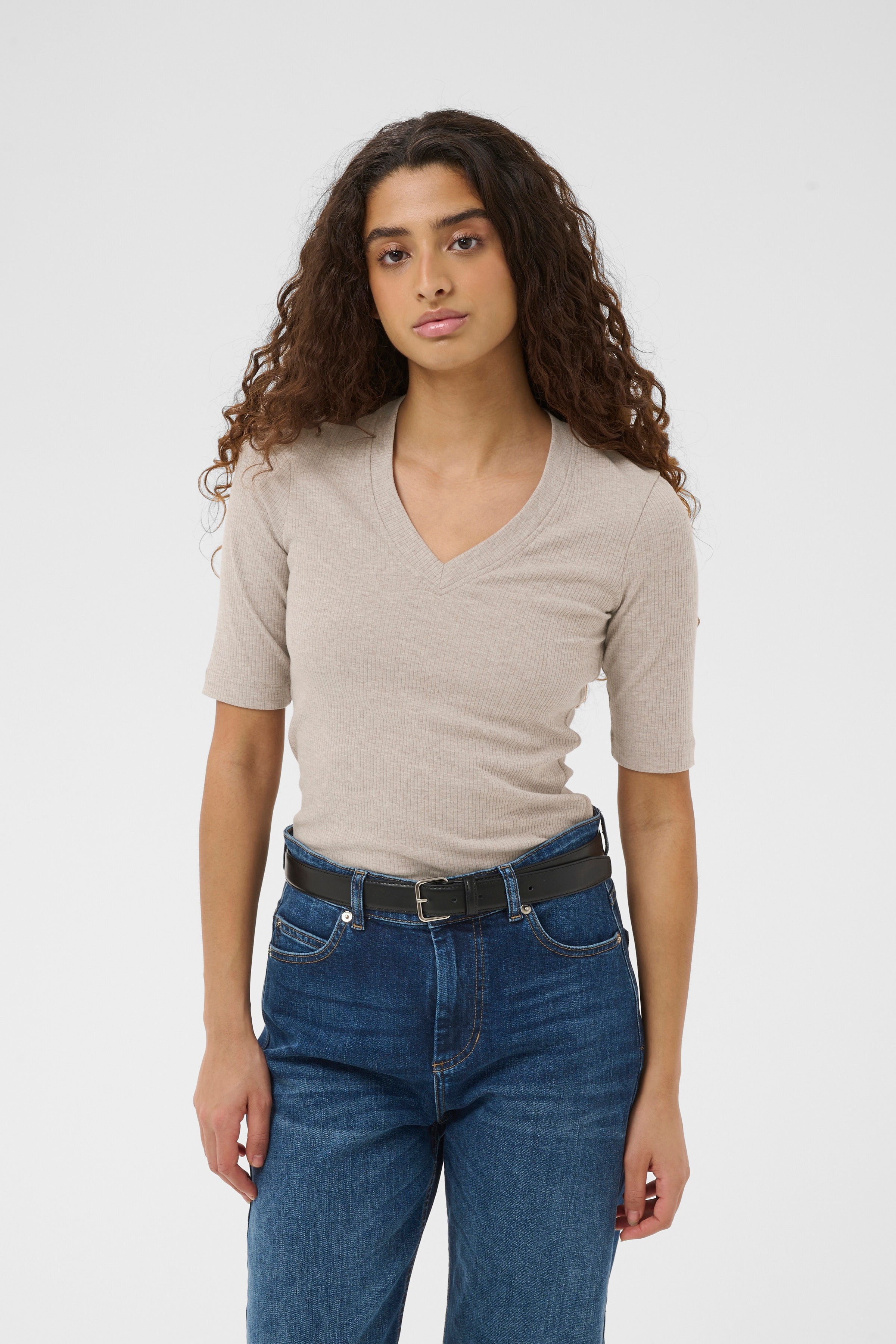 DagnaIW Melange V T-shirt LOOKBOOK FRONT 30106865-1545031