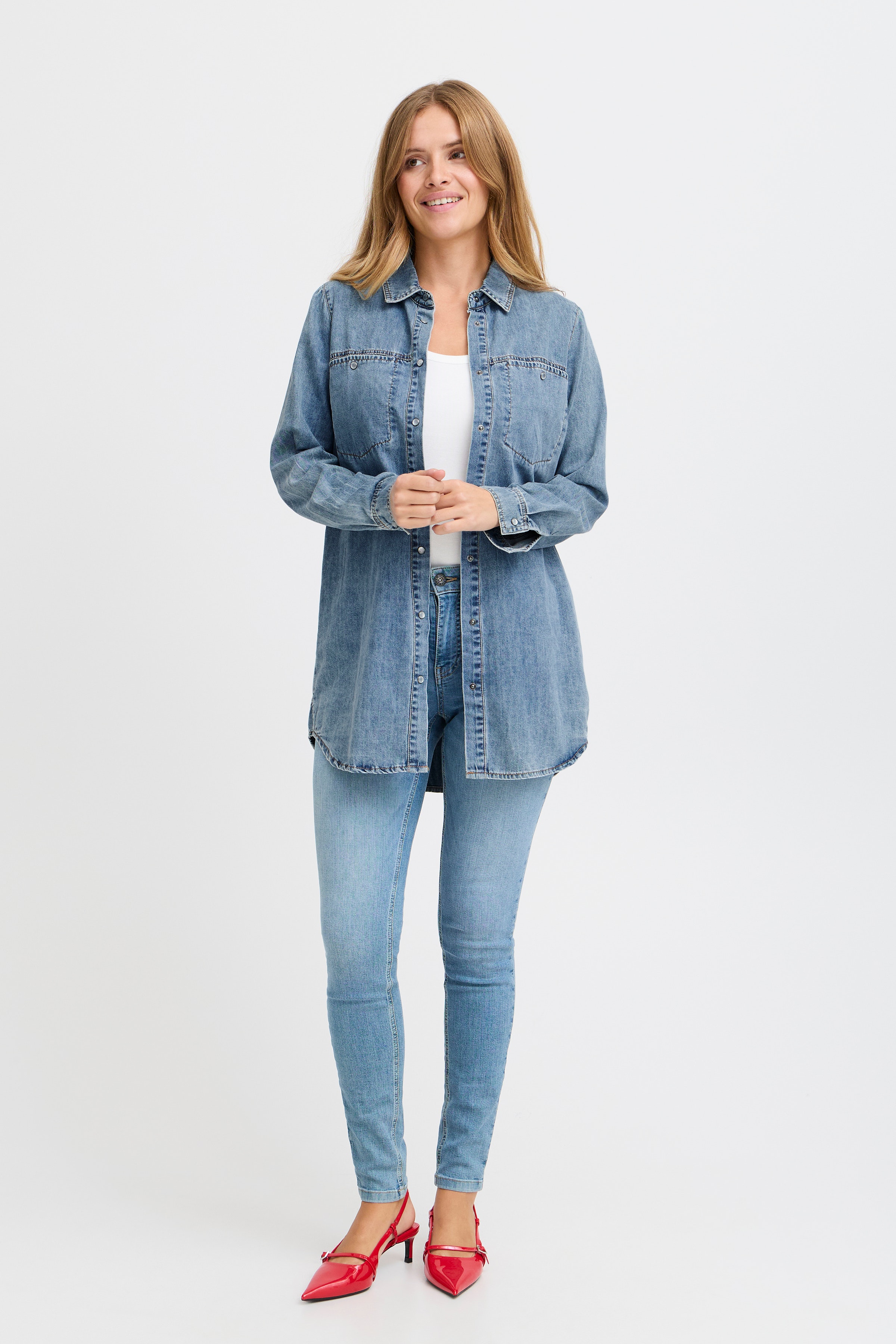 PZSYLVIE Denim blouse LOOKBOOK FRONT 50208695-200005