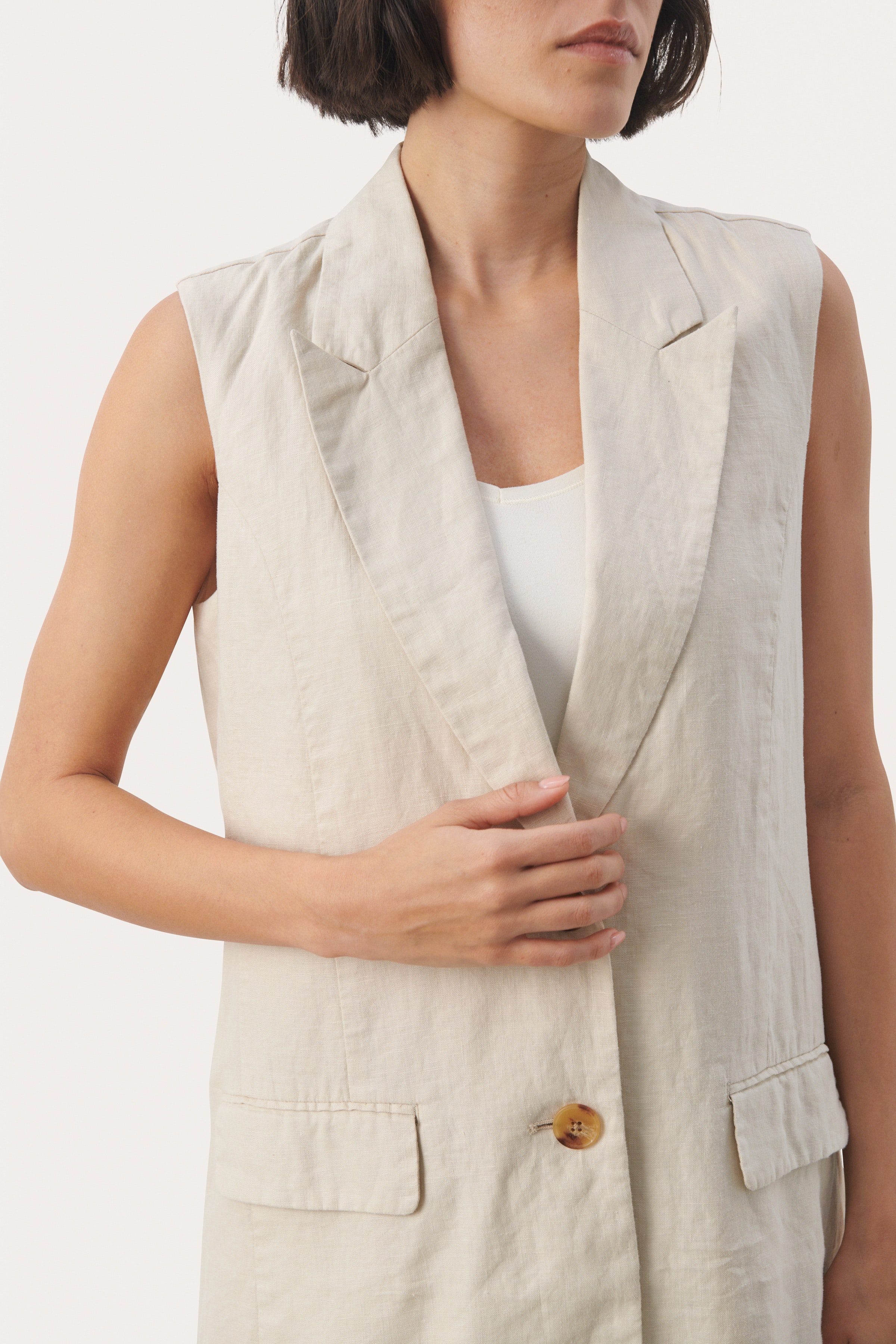 EnyoPW Linen vest LOOKBOOK DETAIL 30308505-130400