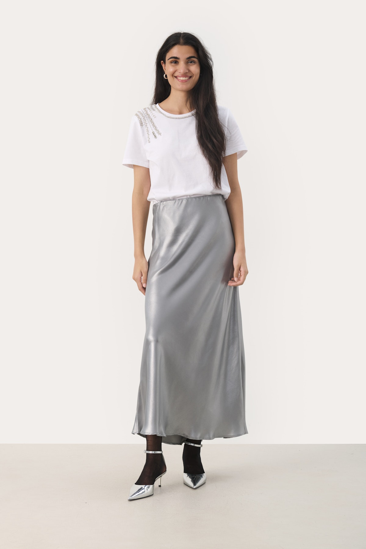 [nuuanu ] / ☆ LSirin Skirt / Silver Glitter mid-length skirt Lanvin Silver size 36 FR in Glitter