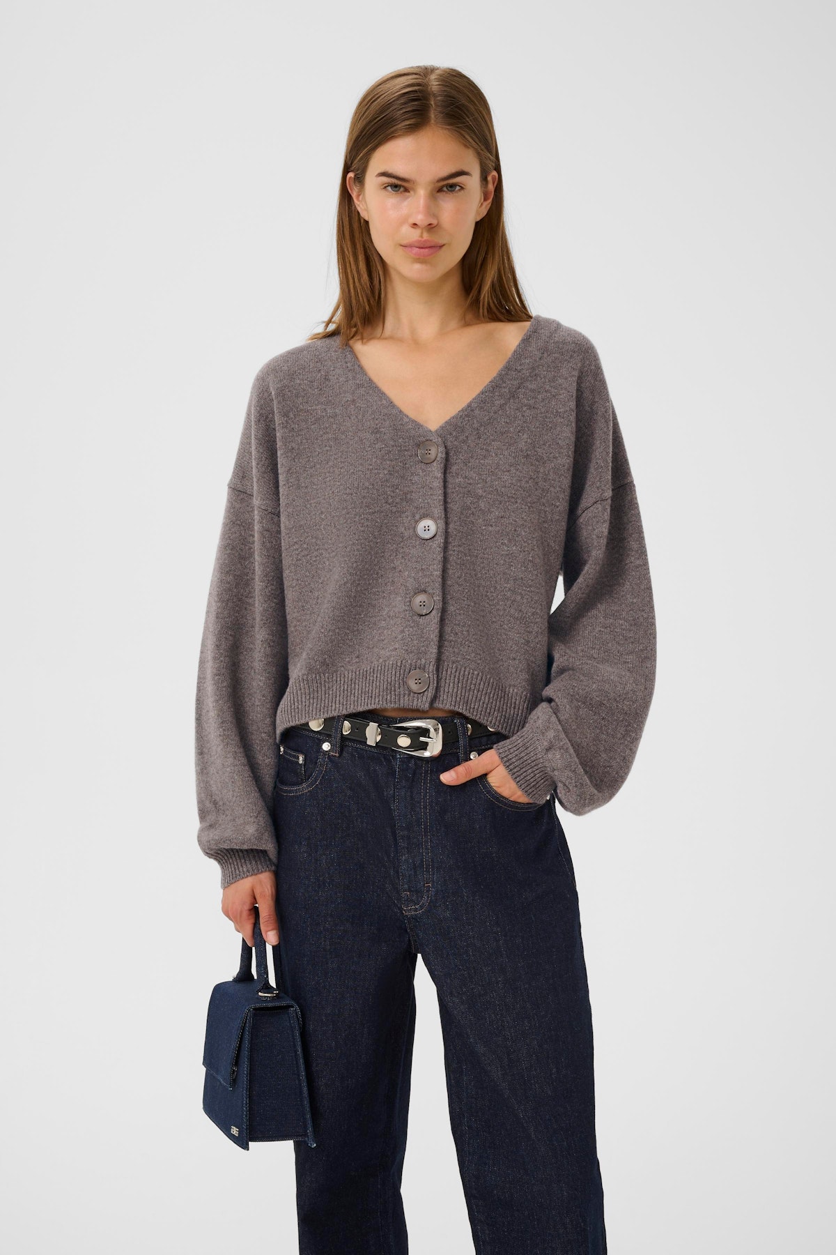 ManziGZ Cardigan in chestnut melange wool