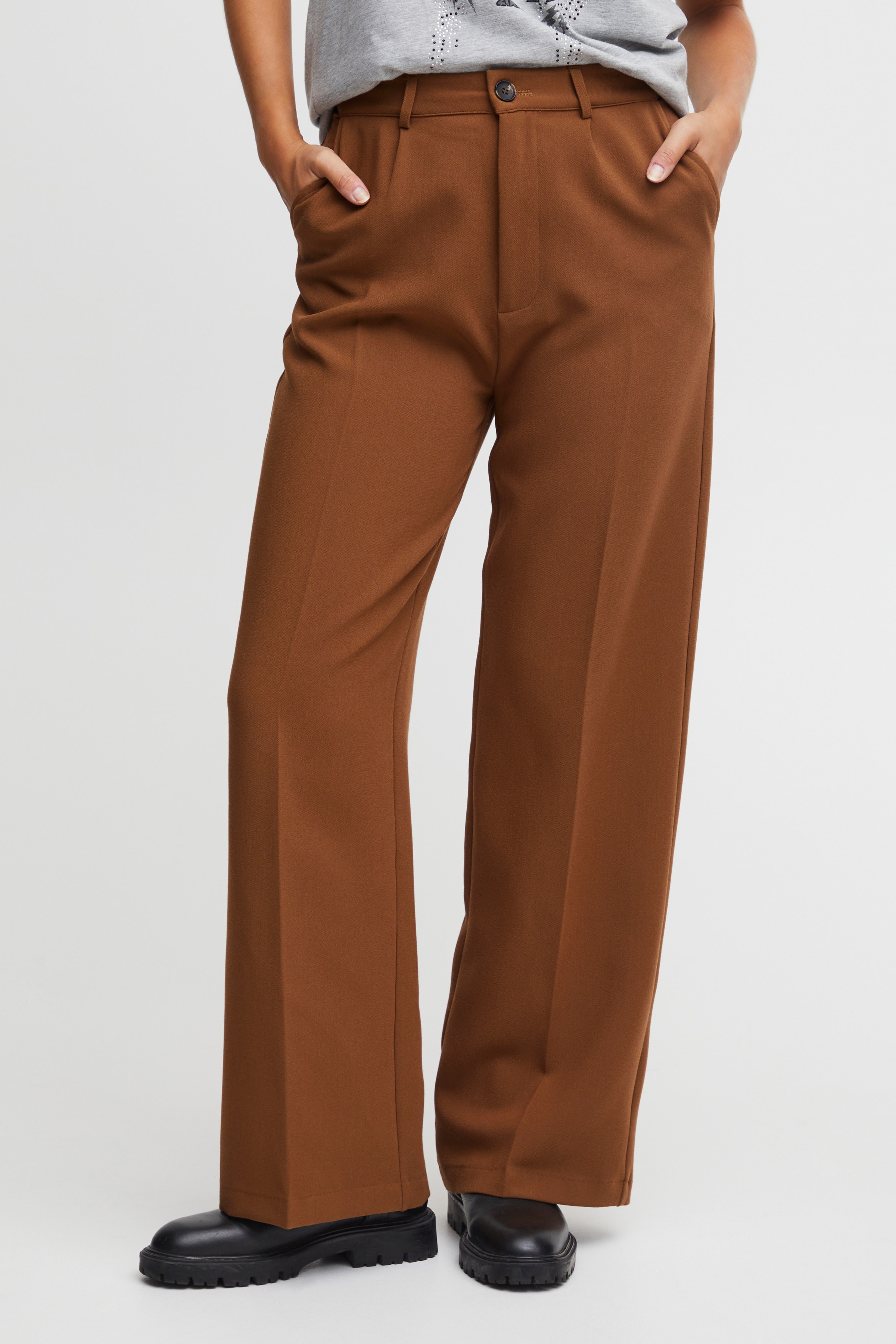 PZBEVERLY High Waist Full Length Wide Leg Byxor LOOKBOOK FRONT 50207673-181027