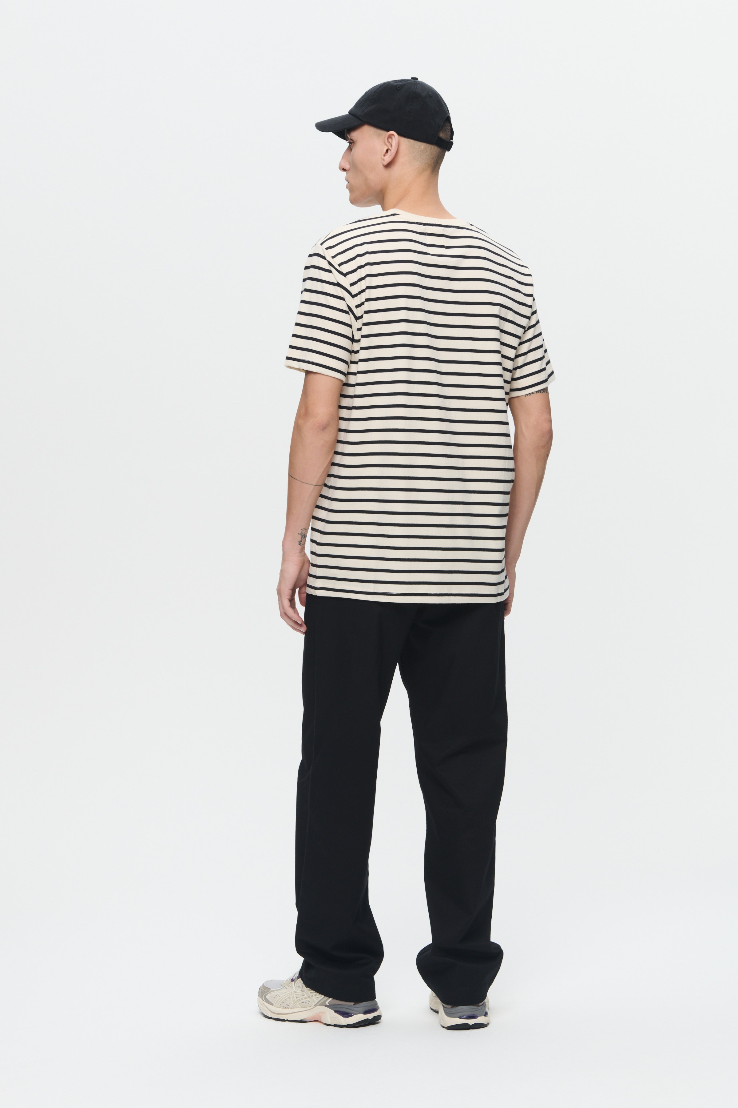 WWAce Stripe T-shirt in black cotton | WoodWood