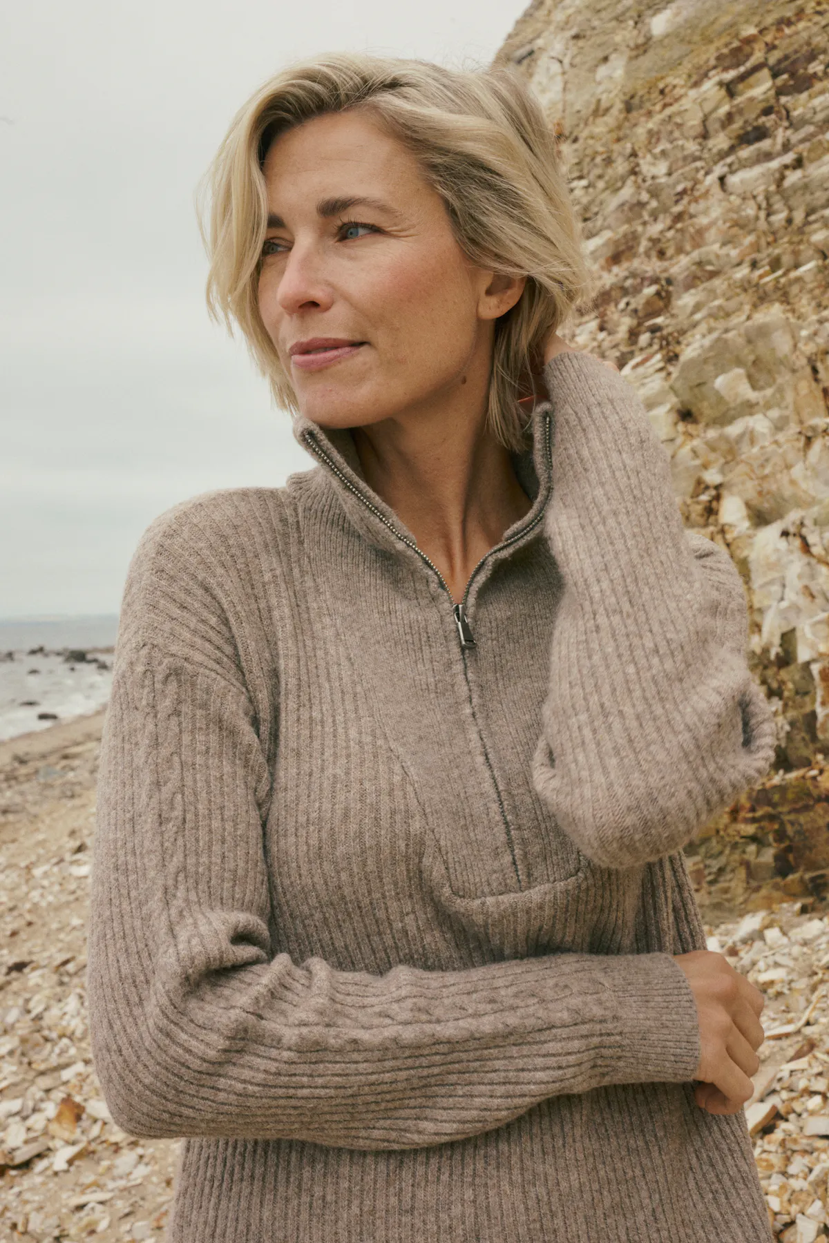 BPamelia Kjole i taupe gray melange farve | BON'A PARTE