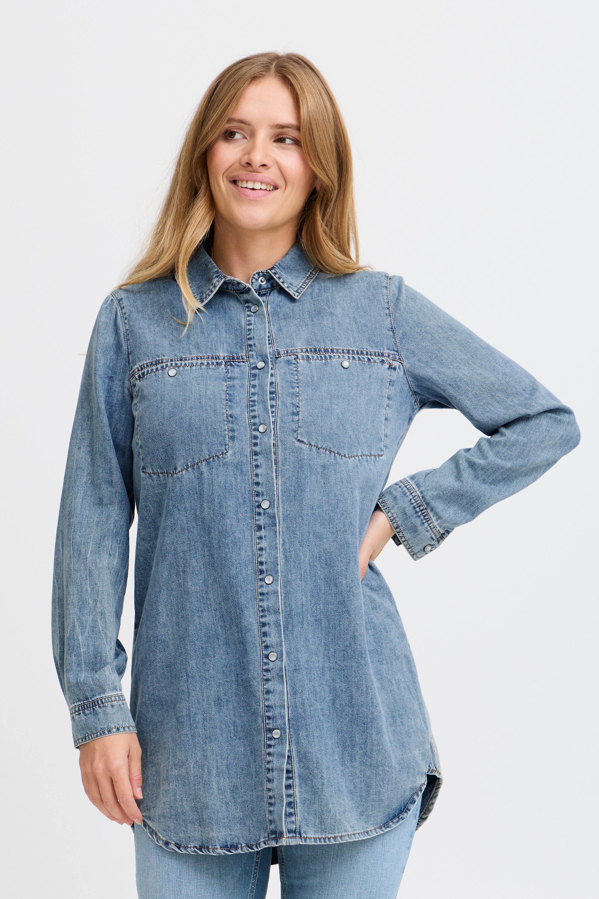 PZSYLVIE Denim blouse LOOKBOOK FRONT 50208695-200005