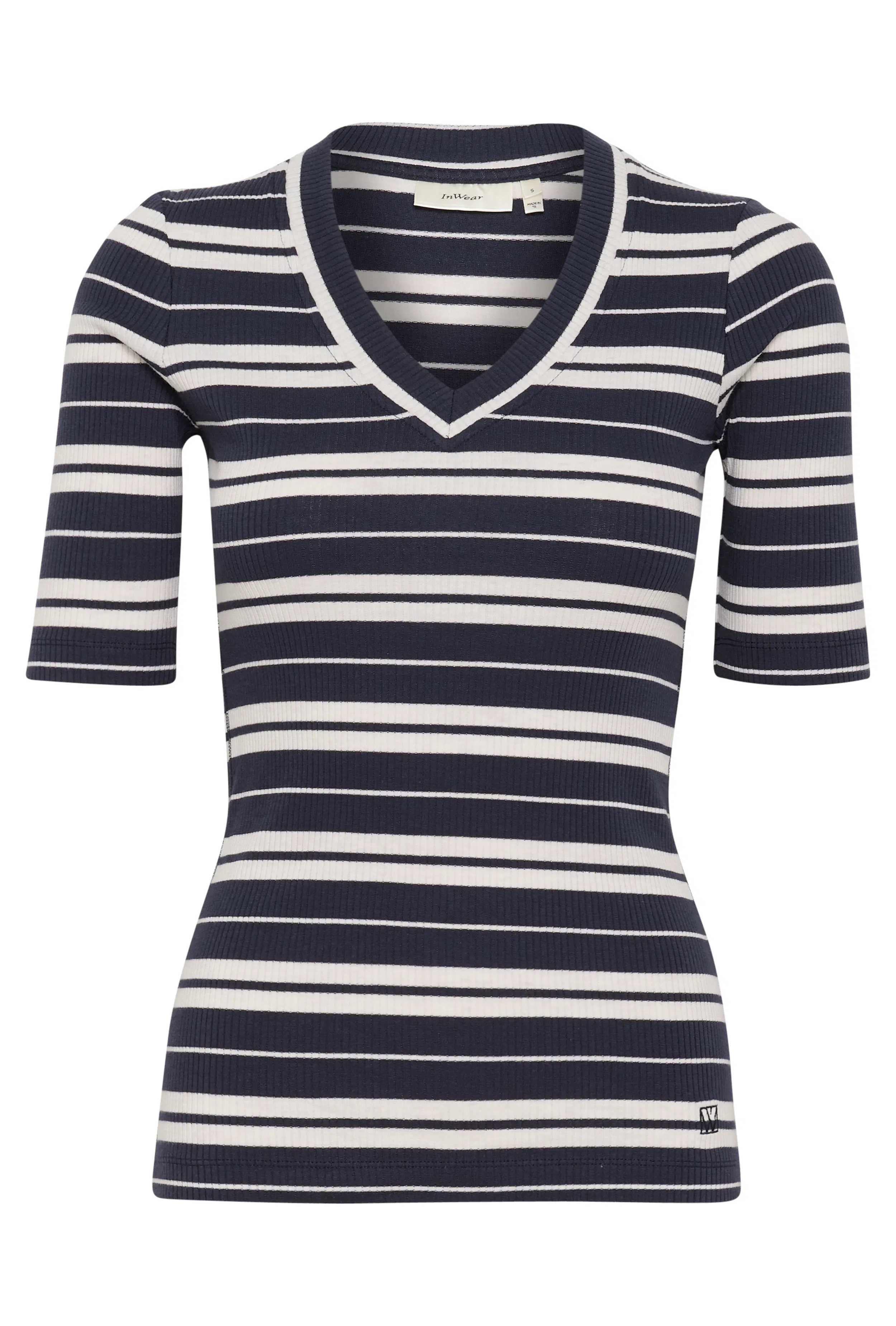 DagnaIW Striped V T-shirt PACK FRONT 30107270-303827