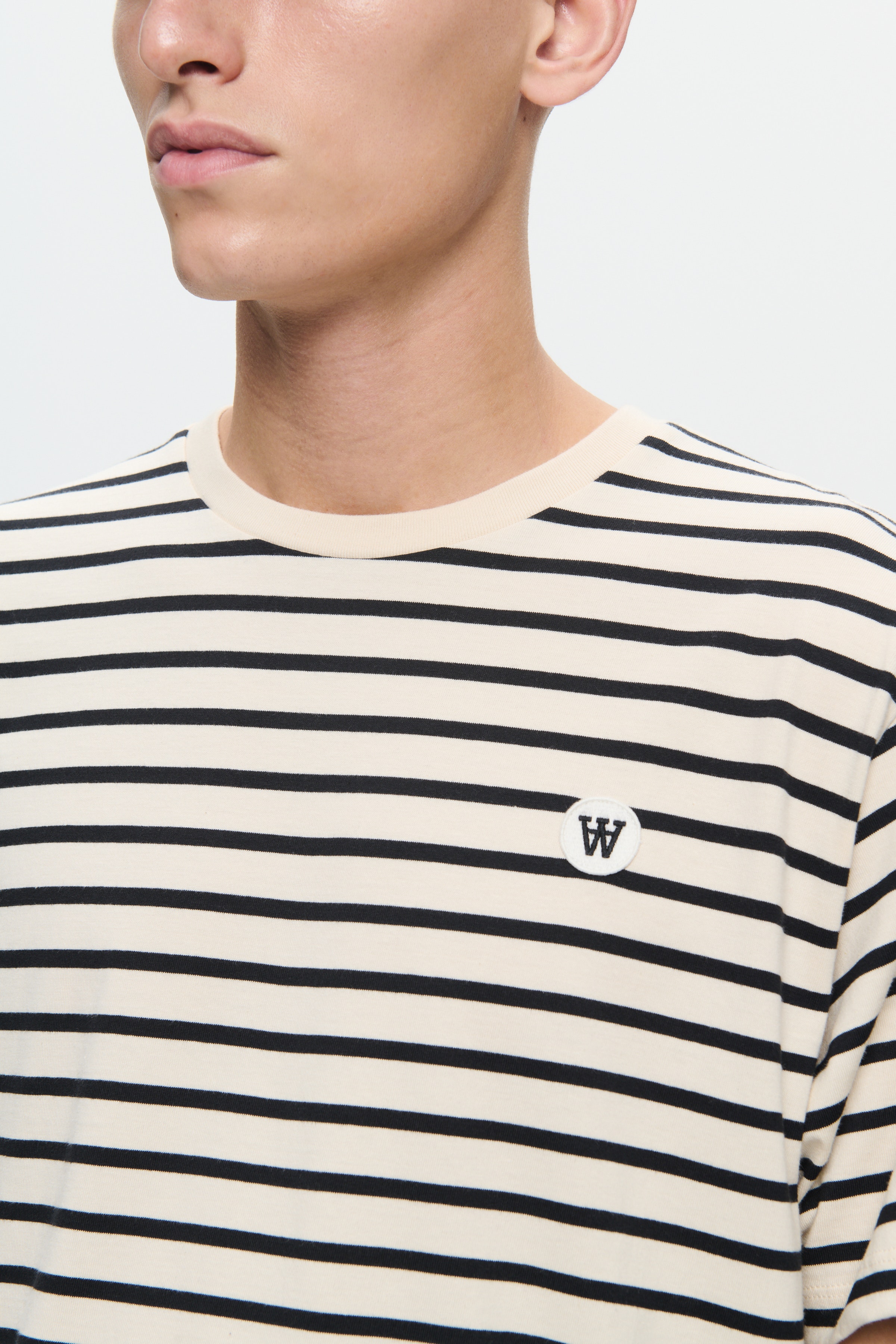 WWAce Stripe T-shirt in black cotton | WoodWood