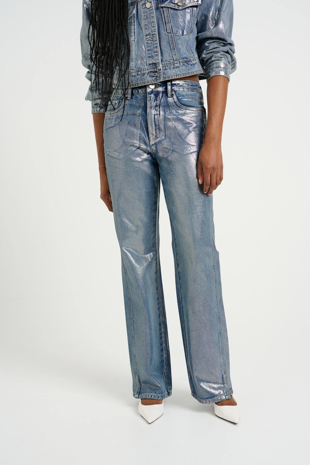 CoatyGZ Jeans in coated silver blue wash cotton