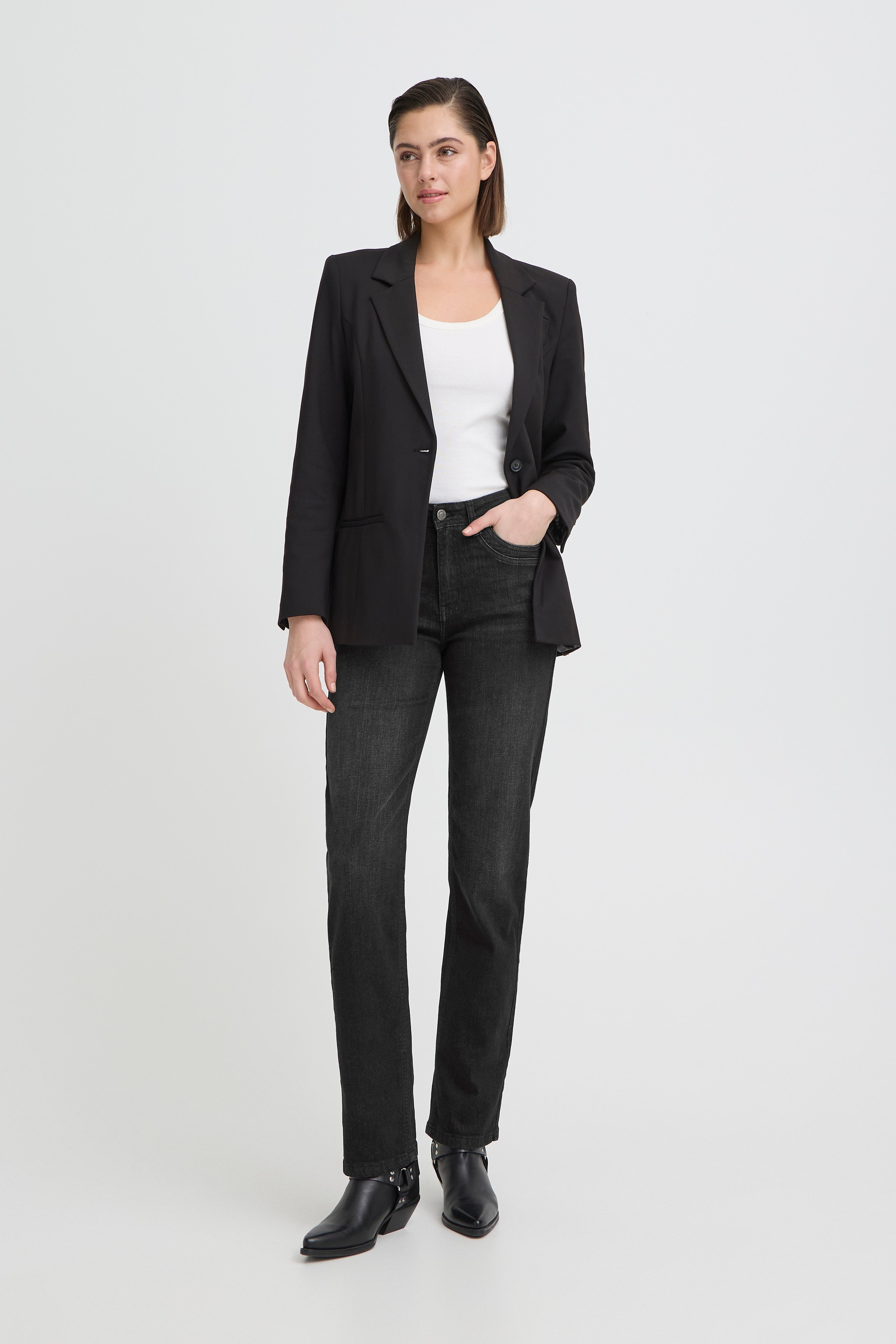 PZKATJA HW Jeans Straight Leg LOOKBOOK FRONT 50208637-200004