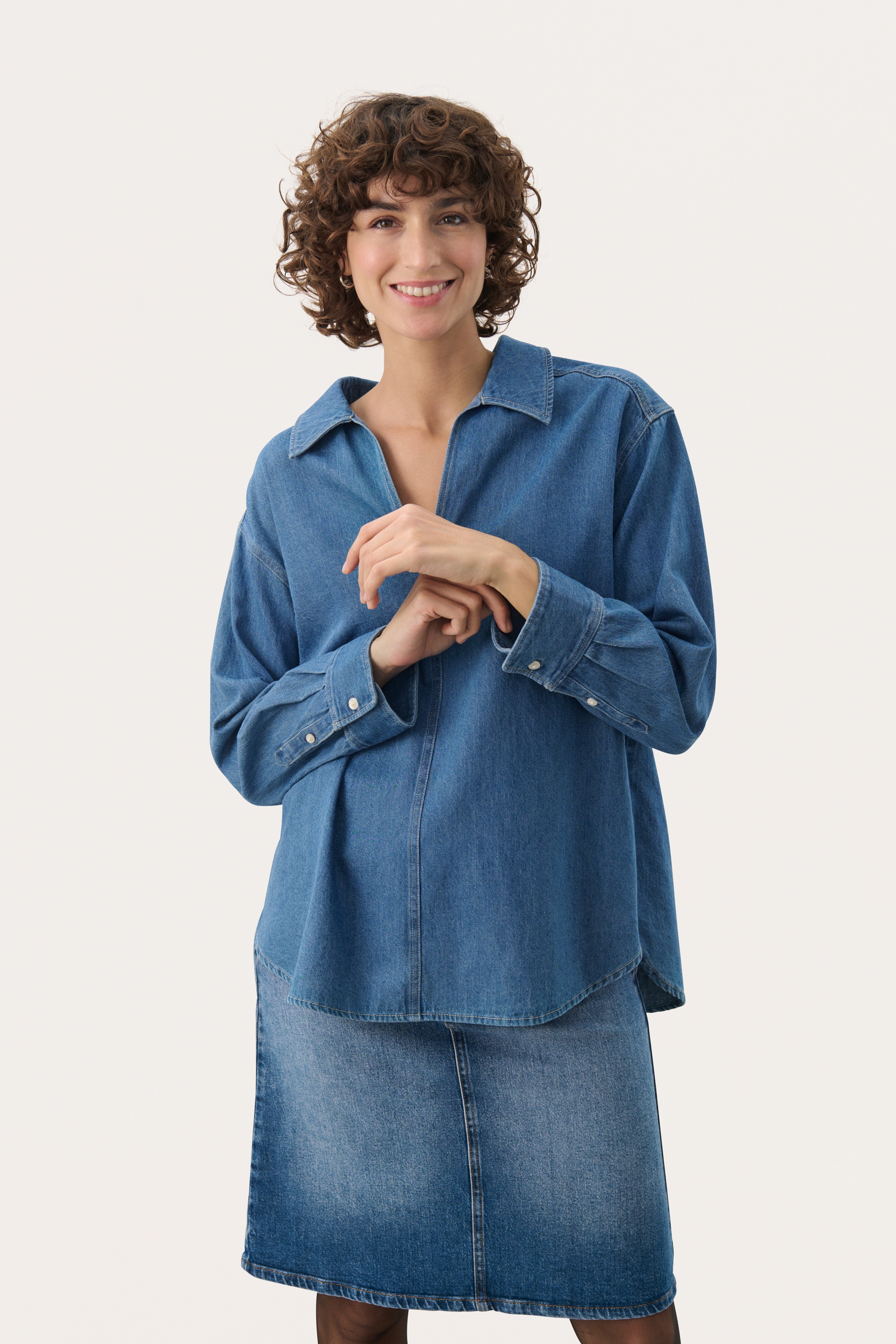 NorlyPW Denim Shirt LOOKBOOK FRONT 30309501-300156