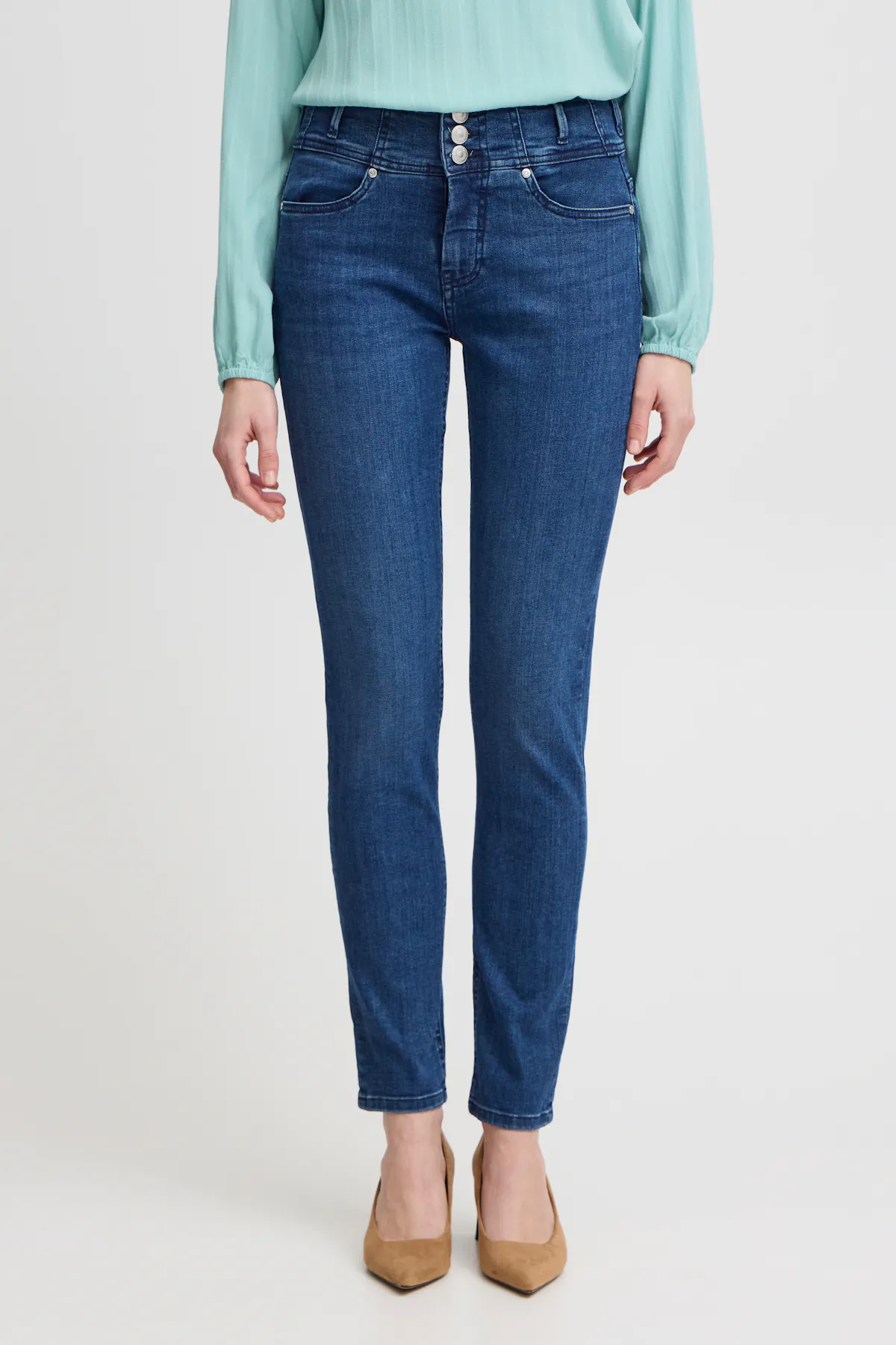 FROVER Jeans i mid blue denim bomuld | Fransa
