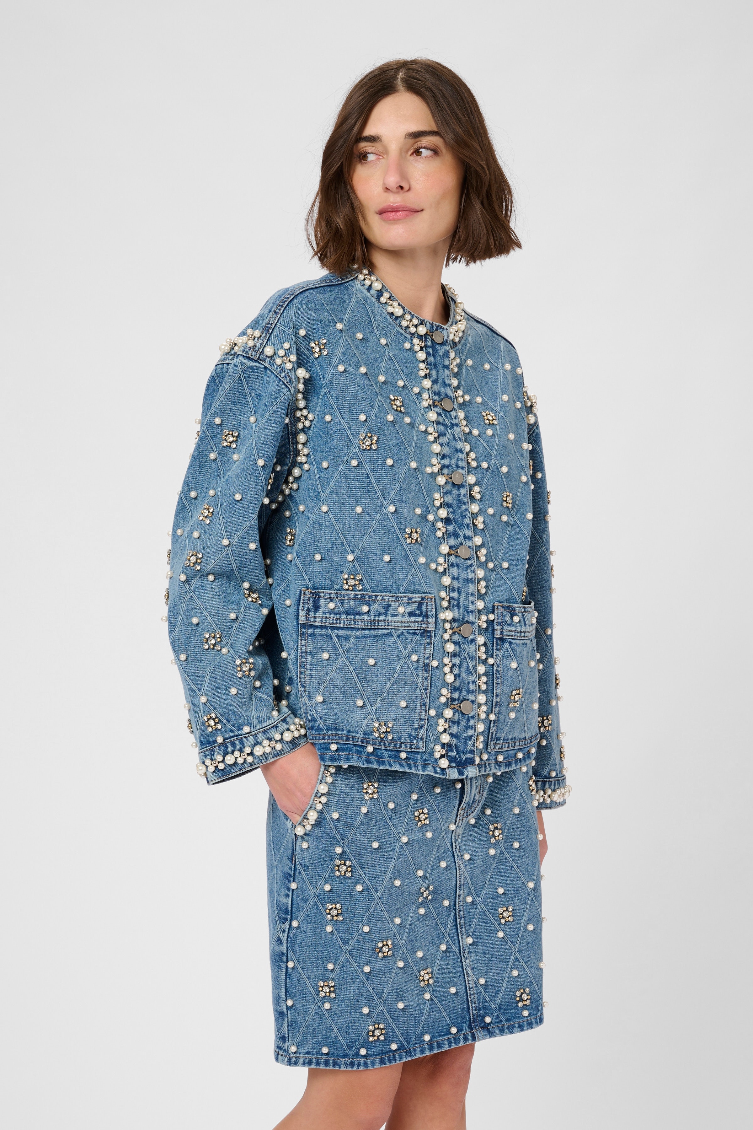 CUalys Denimjakke med perler LOOKBOOK FRONT 50112279-500027