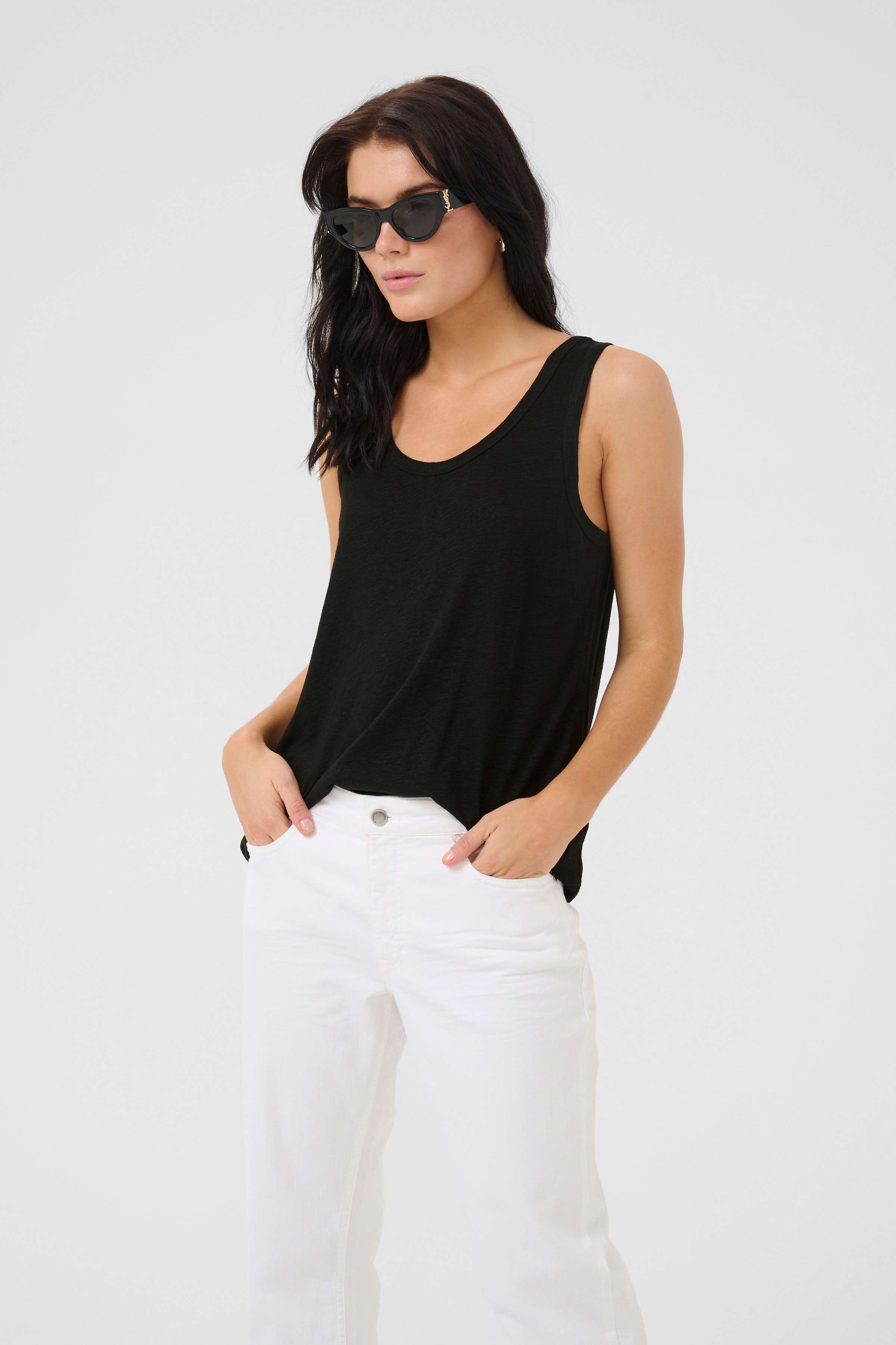 LisaMW Top i hør LOOKBOOK FRONT 10704763-100031