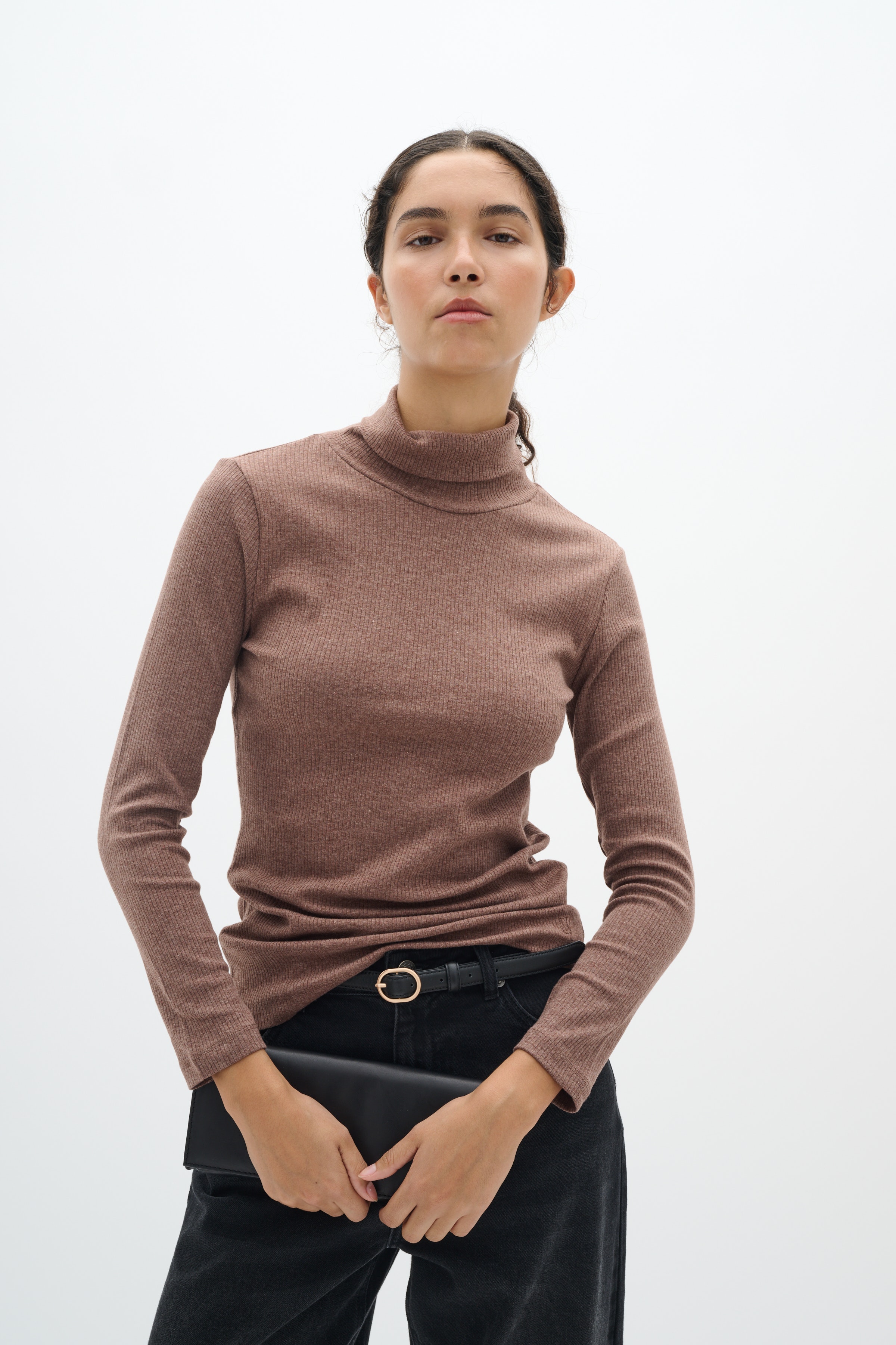 DagnaIW Rollneck Melange T-shirt LOOKBOOK FRONT 30109838-1915181