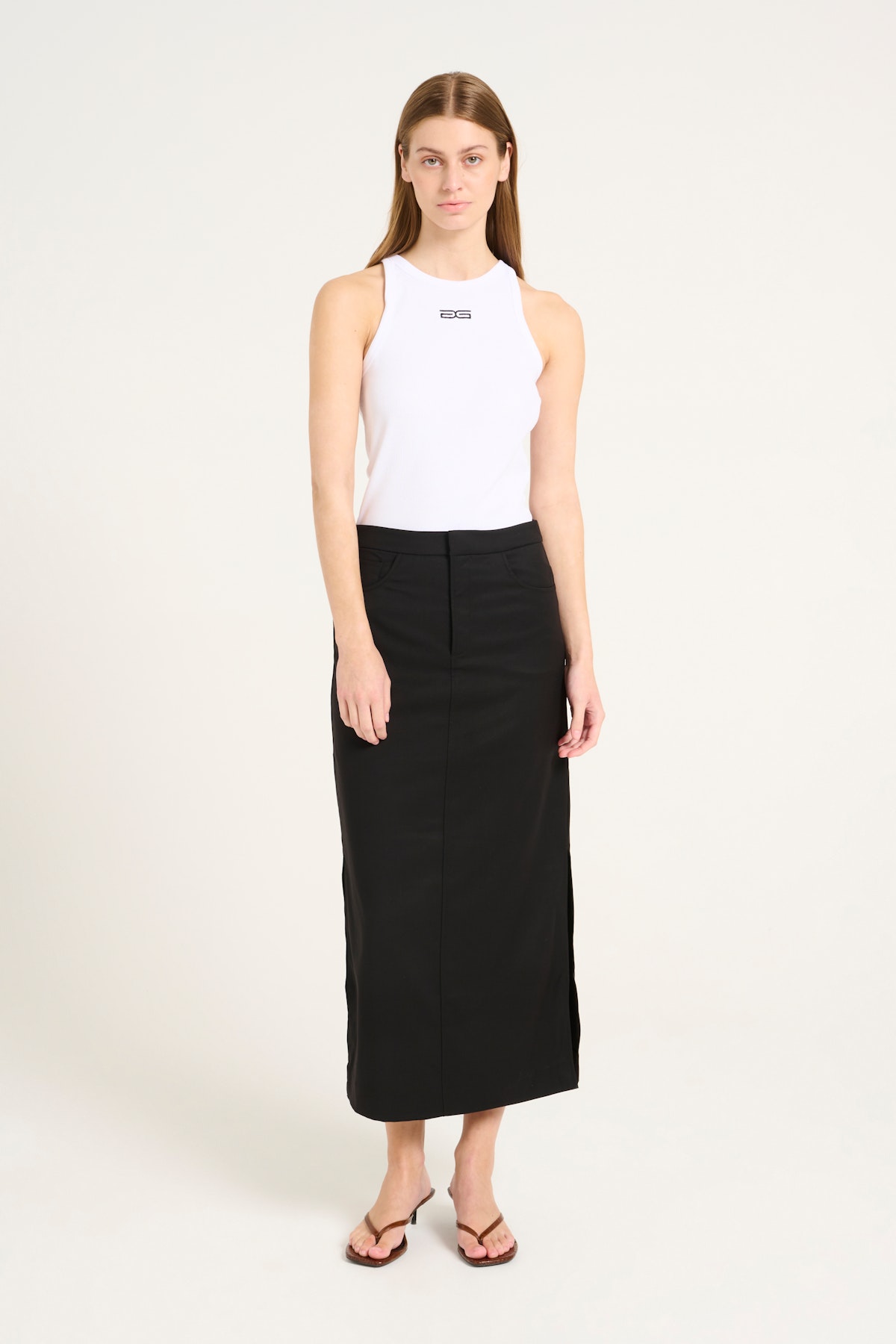 ARCHIVE-Light khaki mid-rise pants with overlapping fixed