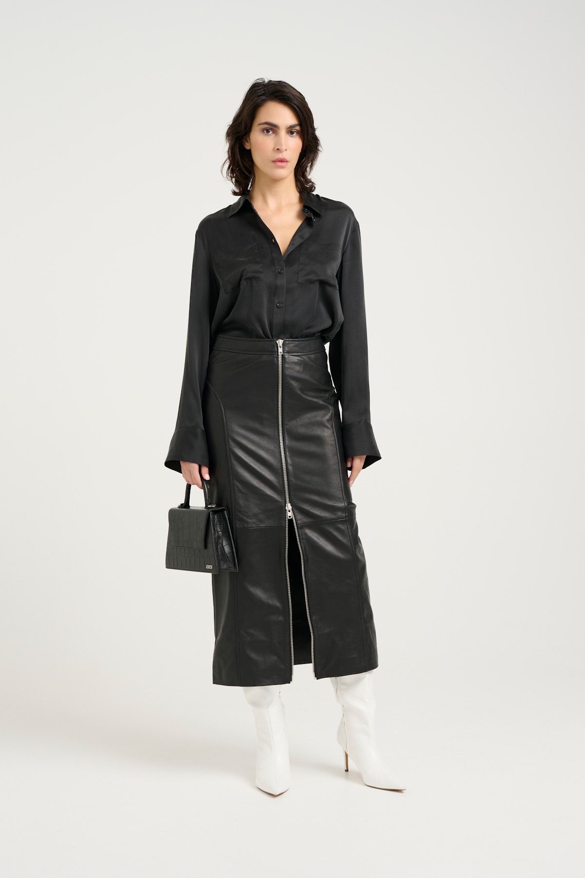 KhalieGZ Leather skirt in black lamb leather