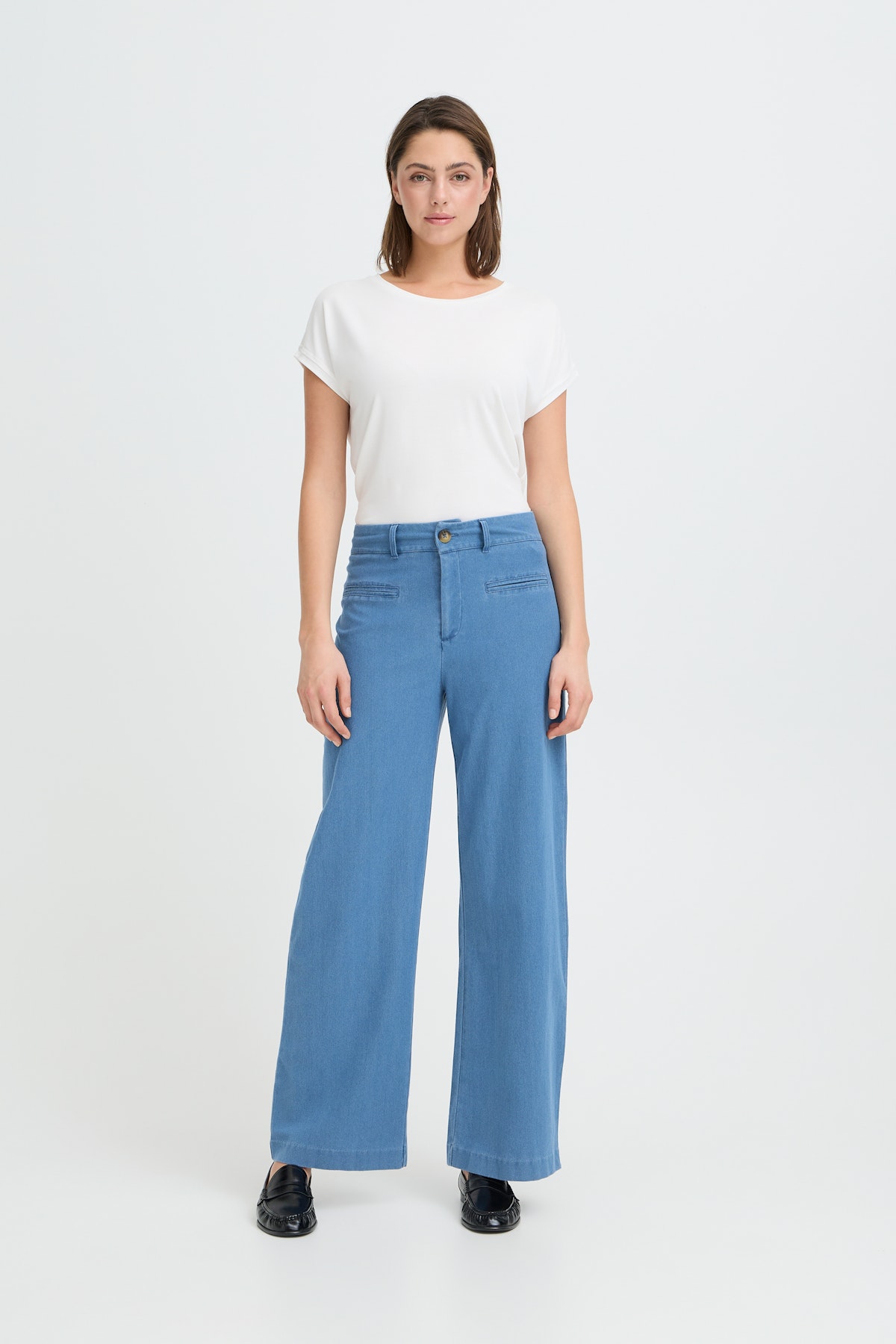 IHKATE Trousers in kate denim medium blue colour | Companys