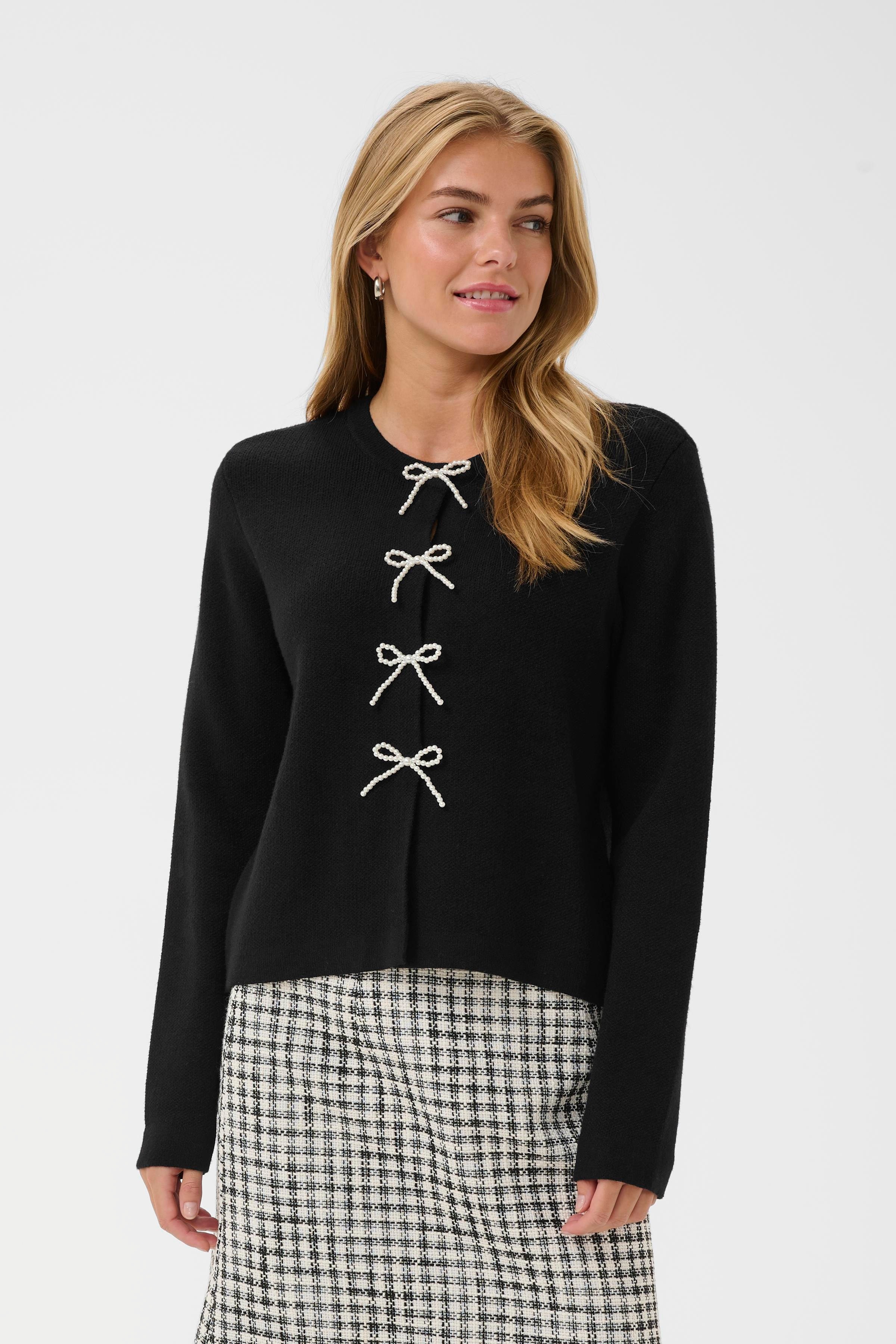 CUholiday Cardigan med sløjfer LOOKBOOK FRONT 50112543-500012