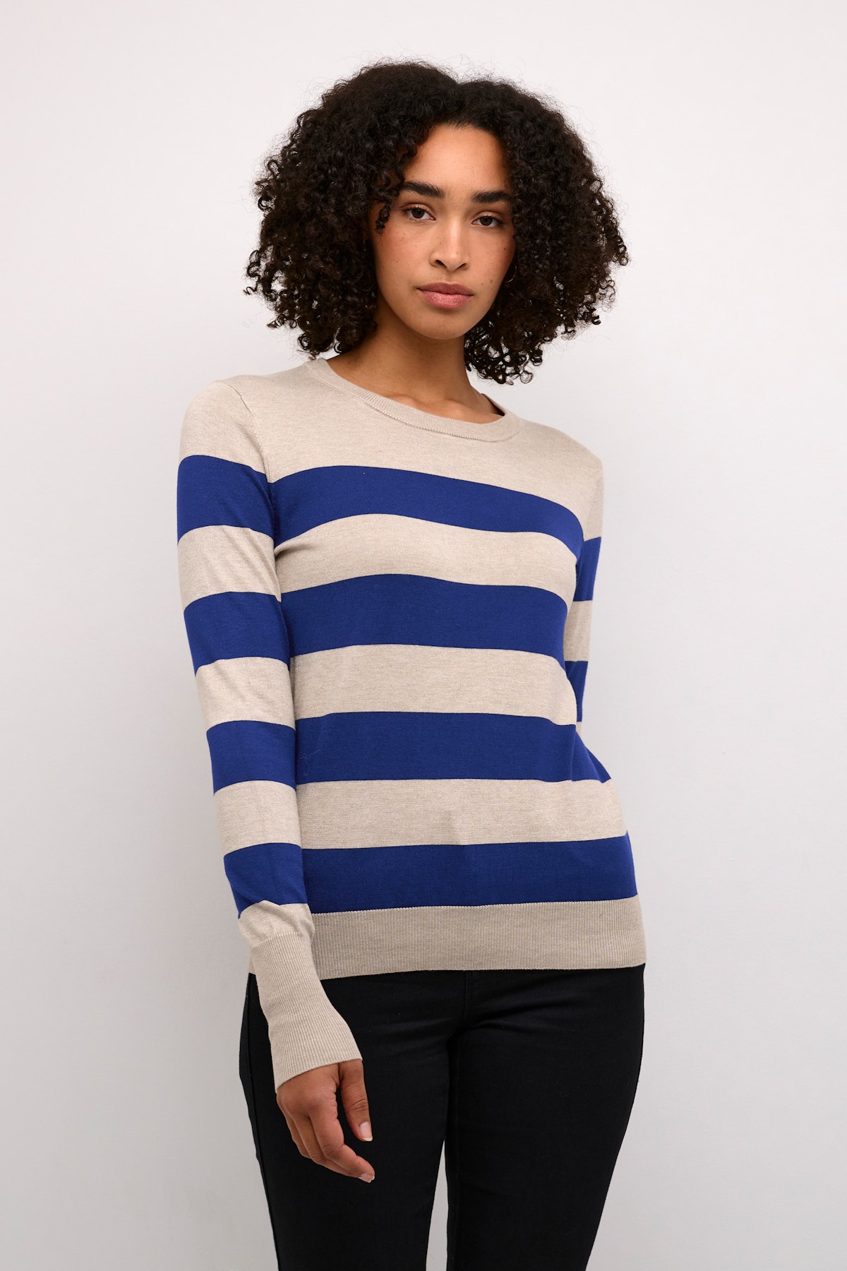 KAlizza Pullover in blue/feather gray mel. stripe colour | KAFFE