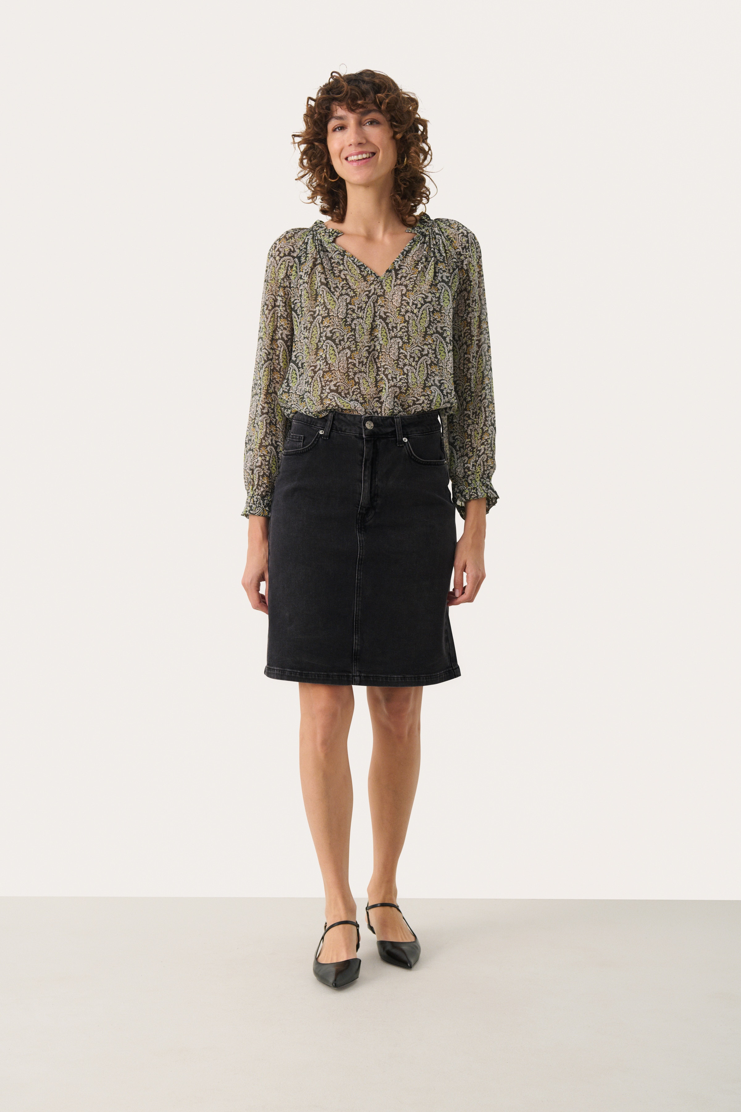 LejaPW Denim Kjol LOOKBOOK FRONT 30308859-300148