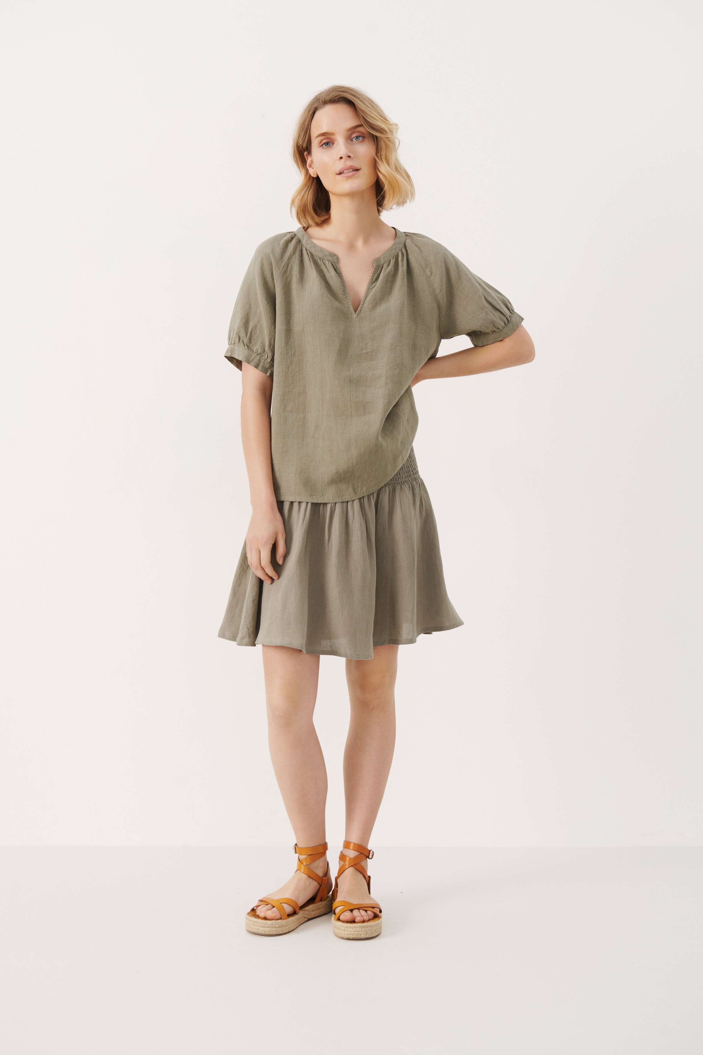 PopsyPW Short-sleeved linen blouse LOOKBOOK FRONT 30306825-170613