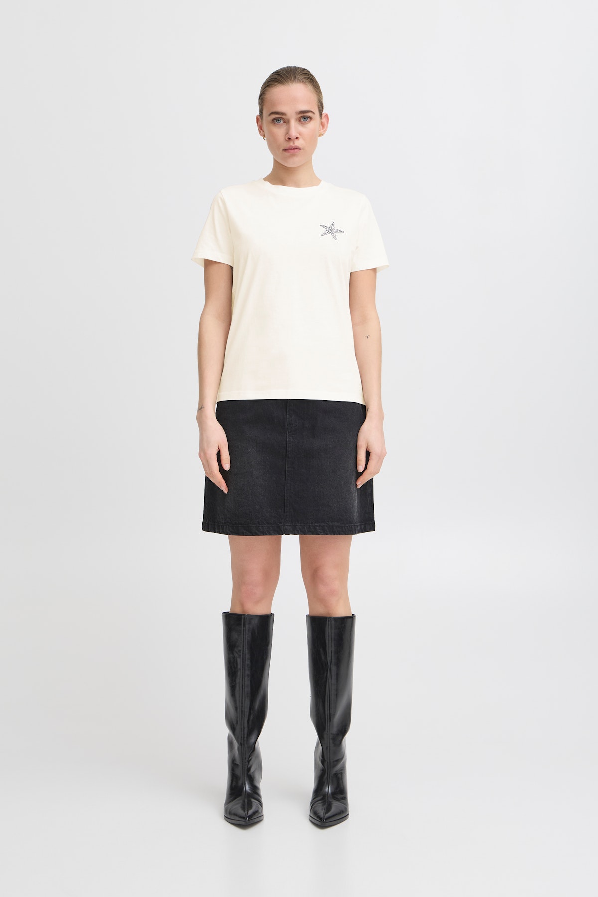 売れ筋商品|||イチ Tシャツ レディース トップス IHCAMINO - Basic T-shirt - cloud dancer w multi ICHI IHCAMINO - T-Shirt basic - cloud dancer w multi/weiß