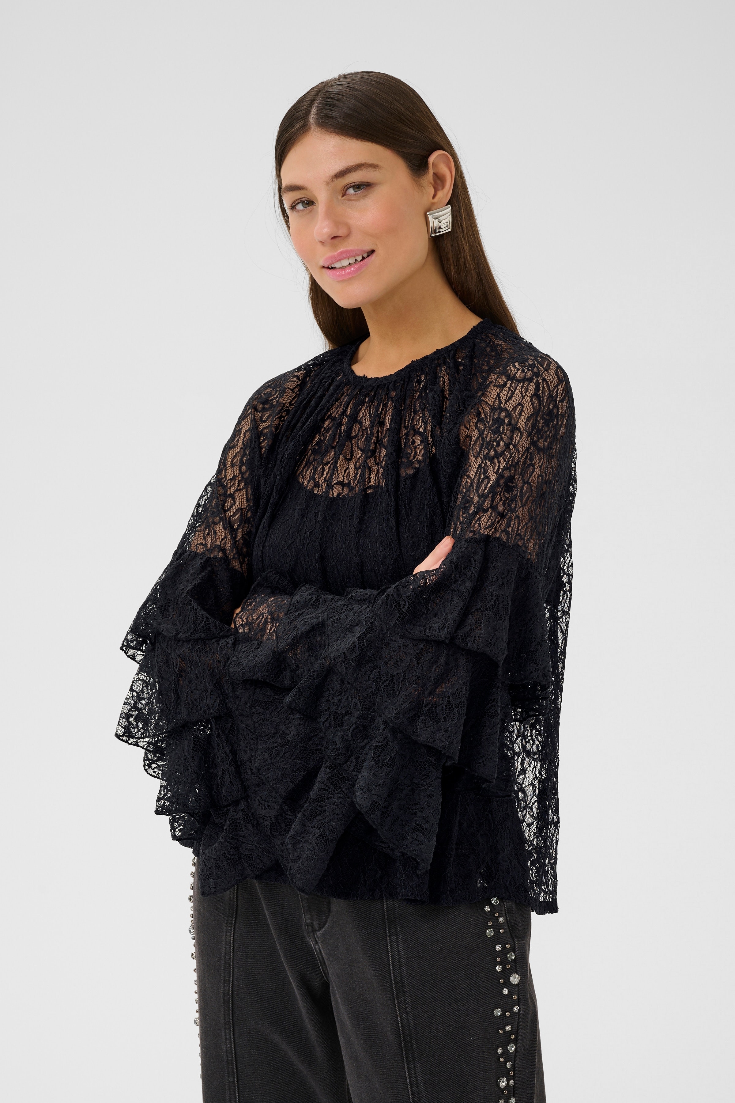 CUclemency ruchemouwen blouse LOOKBOOK FRONT 50112497-500012